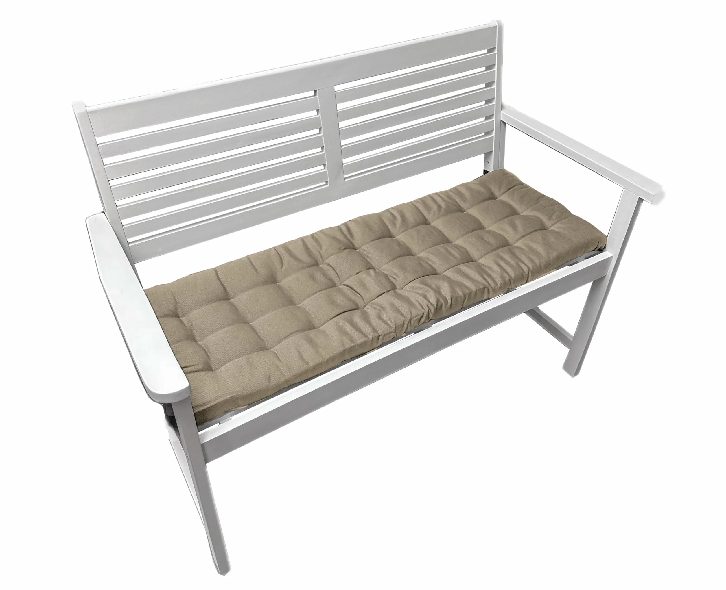 Brandsseller Cuscino per panca 120x40x4 cm – Per panca da giardino e panca da pranzo – Idrorepellente, facile da pulire e morbido e imbottito – Uso interno & esterno – Taupe/Beige