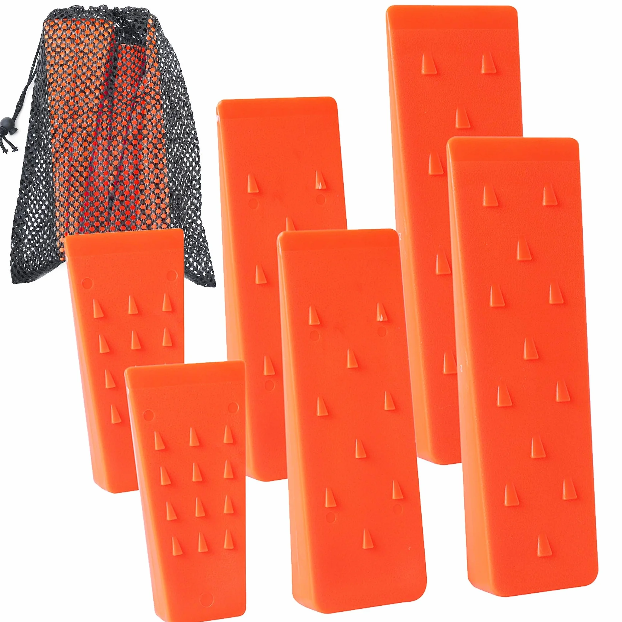 AR-PRO Confezione 6 Cunei con spuntoni per Taglio Sicuro: rispettivamente da 20,3, 10,4 cm e 14 cm, Borsa Trasporto; 6 Cani da abbattimento per Guidare Gli Alberi, stabilizzarli e portarli a Terra