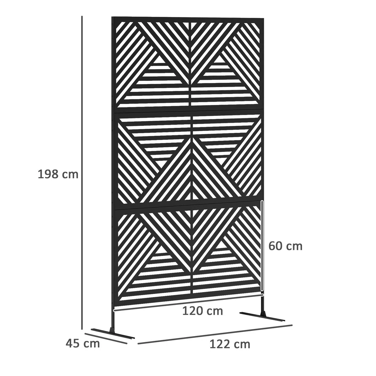 Outsunny Separé Divisorio Decorativo da Esterno Acciaio 122x45x198 cm Nero
