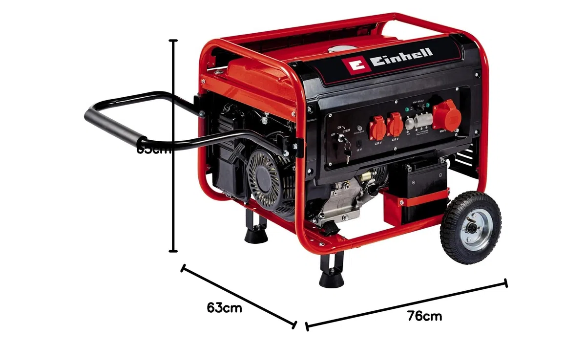 Einhell Generatore di corrente (a benzina) TC-PG 65/E5 (potenza continua 3,2 kW a 230 V e 3,6 kW a 400 V, corrente nominale da 13 A a 230 V, serbatoio da 25 l per benzina Super E5)