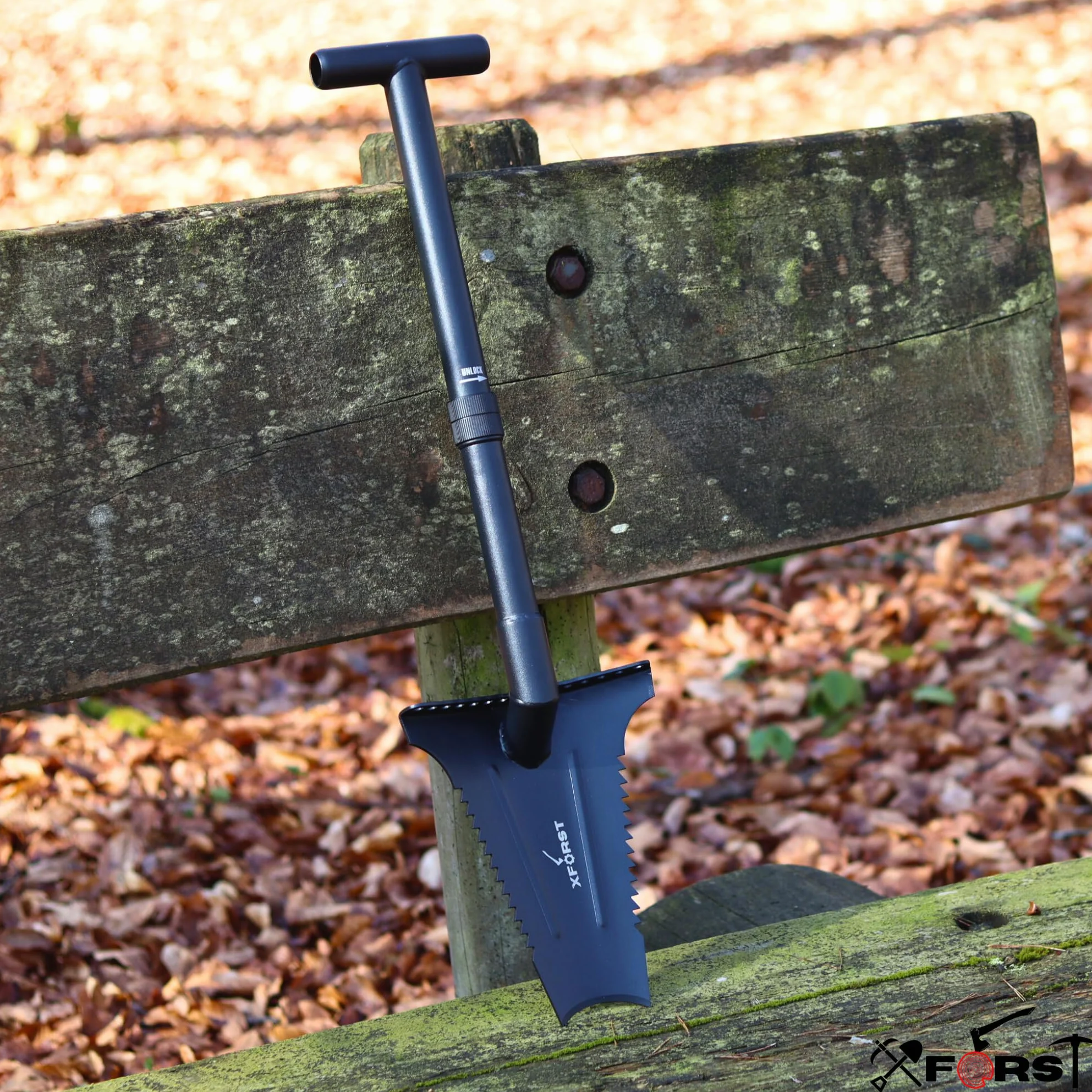 forst X-SZ2 - Pala robusta, ideale per giardinaggio e prospezione. 72 cm, 1,66 kg, lama trapezoidale affilata con denti laterali per giardinaggio, rimozione radici