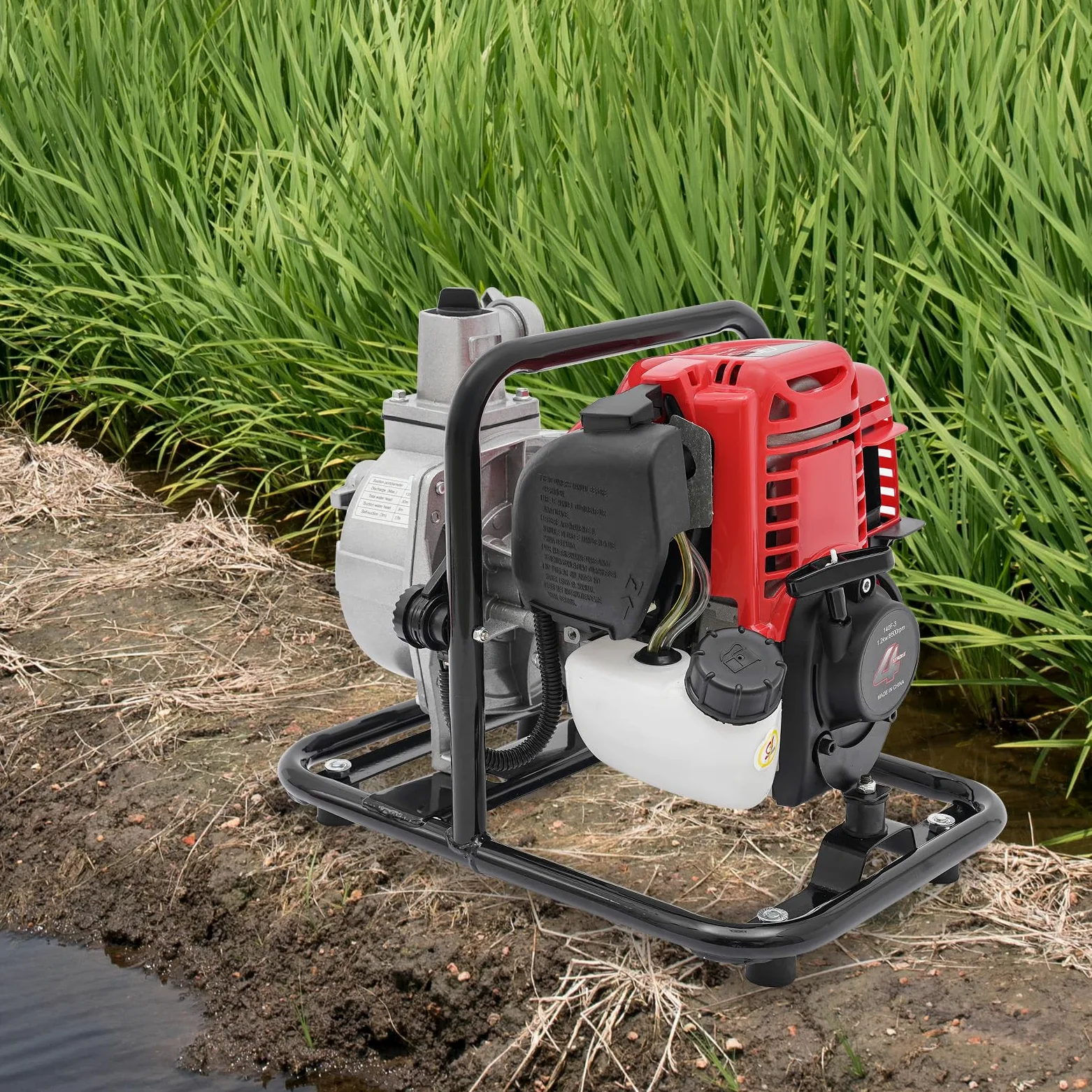 Pompa dell'acqua a benzina 38cc 1,2KW 30m 8500rpm motore 4 tempi base metallo maniglia
