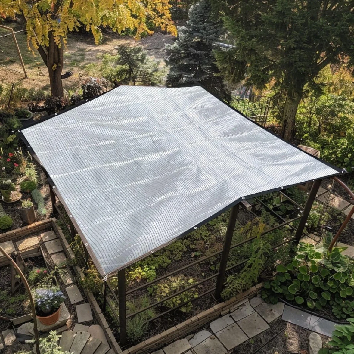 BeGrit Telo Ombreggiante Alluminio 3x4m Rete ombreggiante Riflettente Auto Esterno all'75% Telo Ombra Riflettente con Occhielli Rete di Protezione Solare Traspirante per Giardino Balcone Campeggio