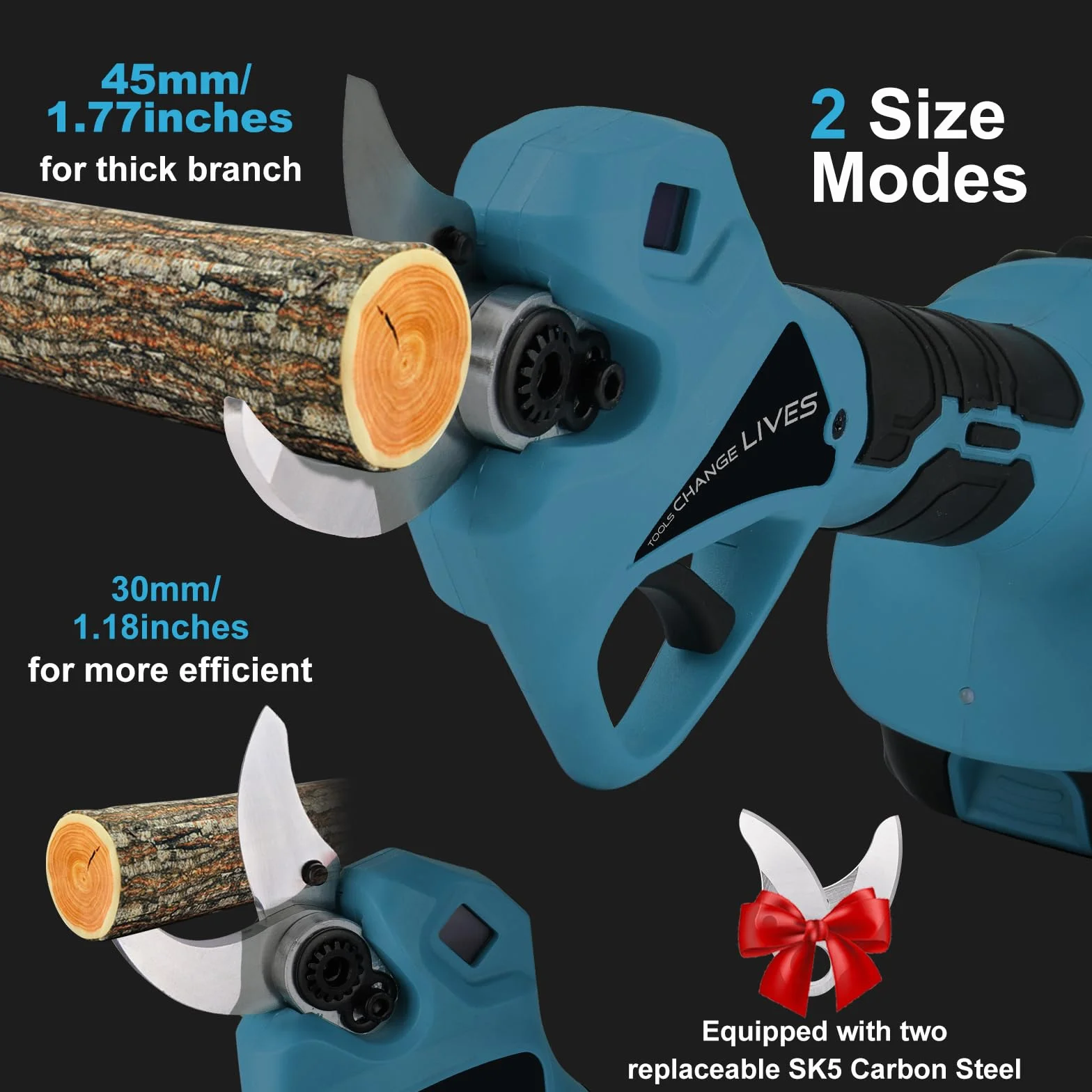 Forbici Potatura a Batteria con Asta Telescopica 2,4m: 45mm Forbice Potatura a Batteria con Motore Brushless, 2 Batterie da 2000mAh 21V, Cesoie a Batteria per Potatura per Ulivi, Vigneti, Giardino