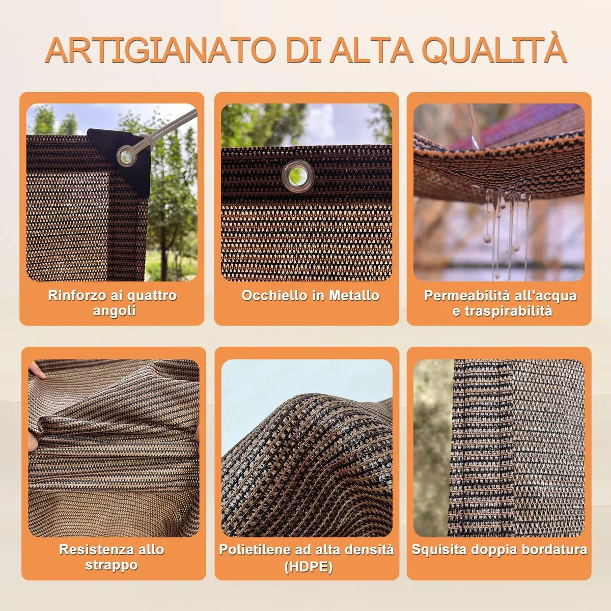 Copertura Balcone Antistrappo 100x950cm Marrone, Protezione Solare per Ringhiera e Cancello Esterno
