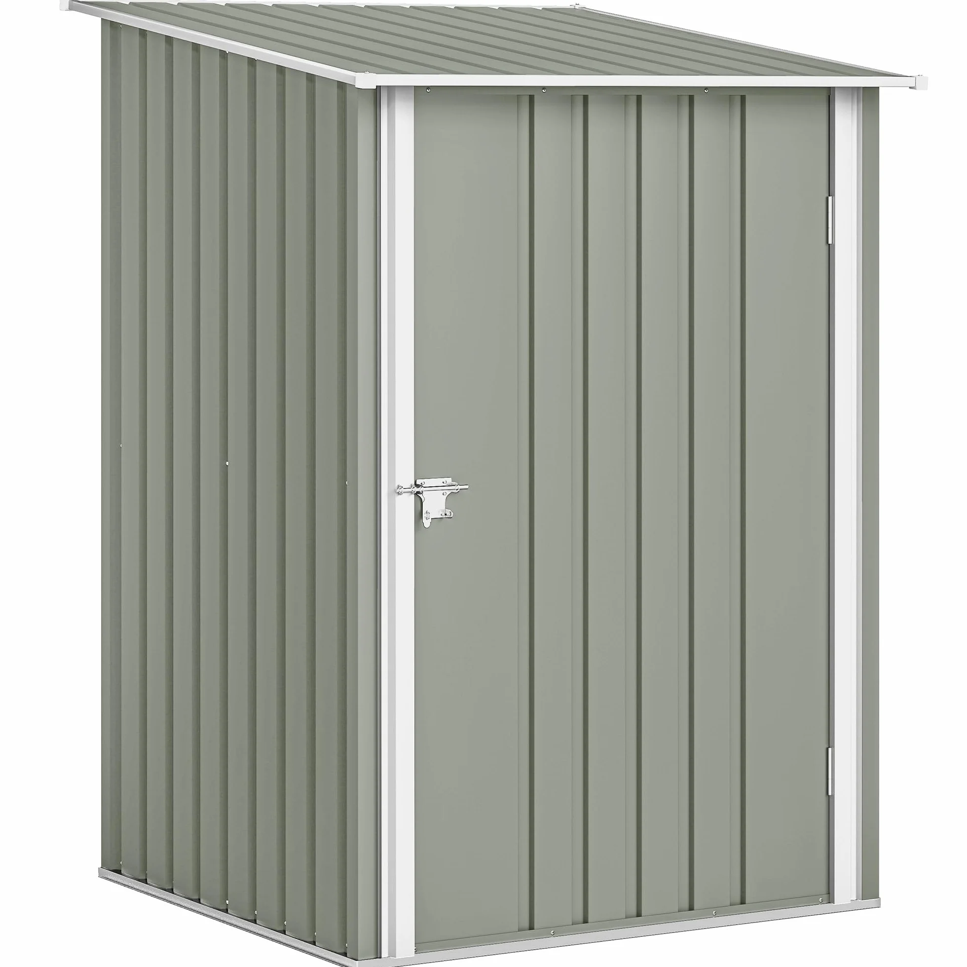 Outsunny Casetta da Giardino 0.92m² Acciaio Zincato Capanno Porta Attrezzi 100x104x160 cm Grigio Chiaro