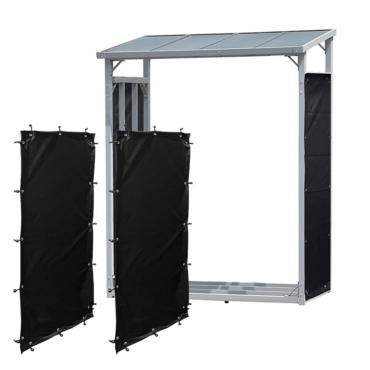 Tefola 2 Pezzi Coperchio per Legnaia 148 x 66 cm Nero Poliestere Impermeabile