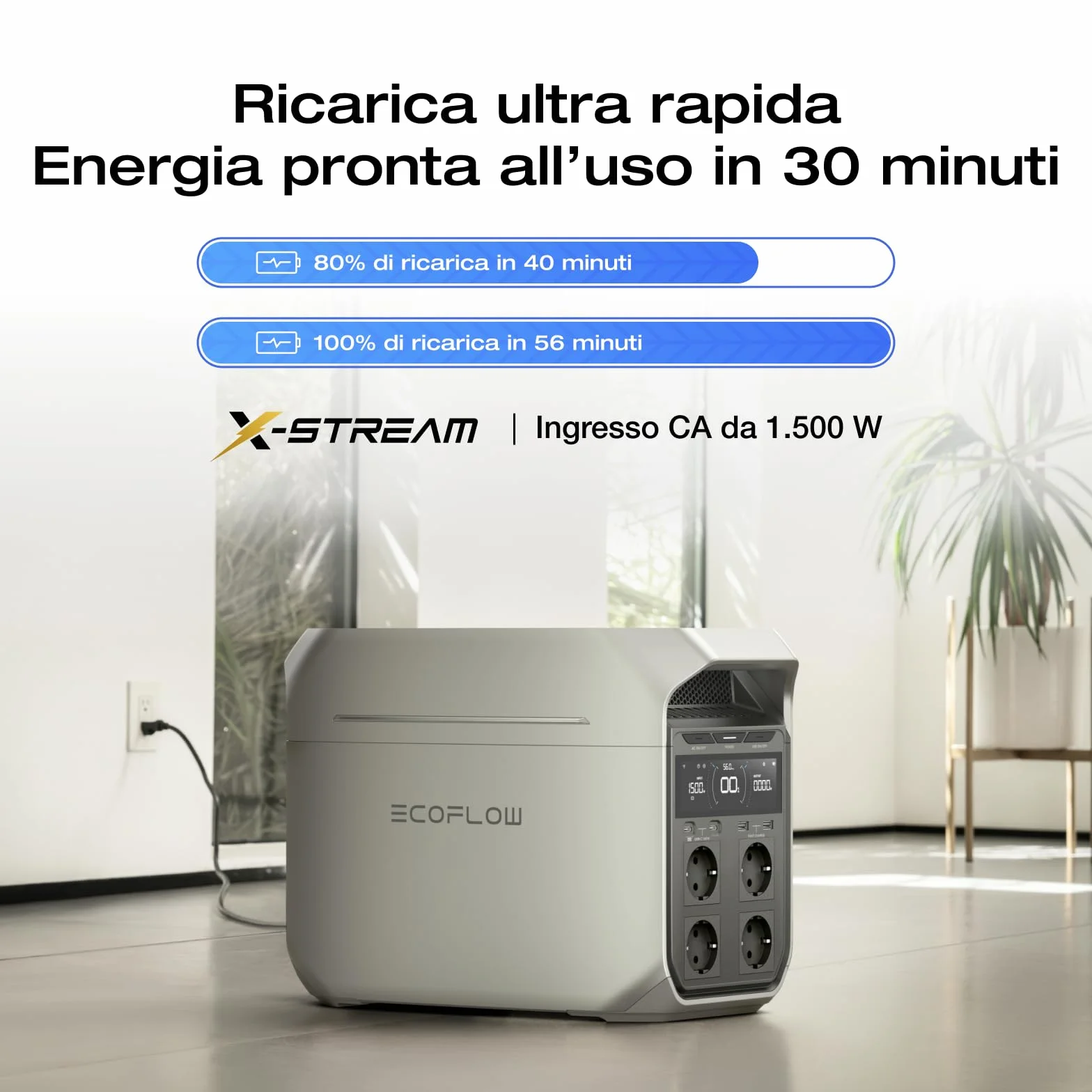 EcoFlow Centrale elettrica portatile DELTA 3 Plus 1024Wh LFP 1800W Ricondizionato