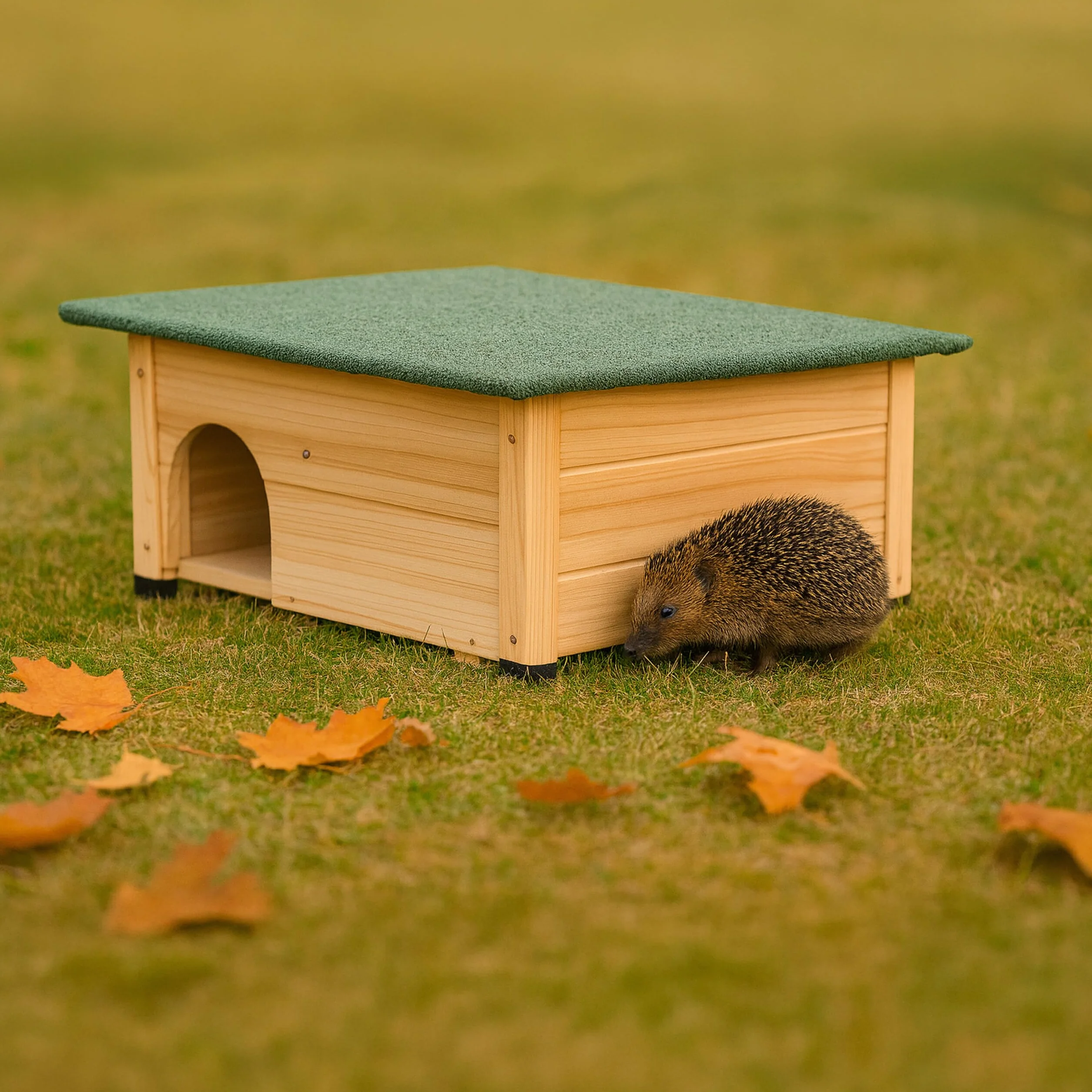 Relaxdays Casetta per Ricci con Pavimento, Ingresso a Labirinto e Tetto Impermeabile, Legno, HxLxP: 25 x 57 x 44 cm.