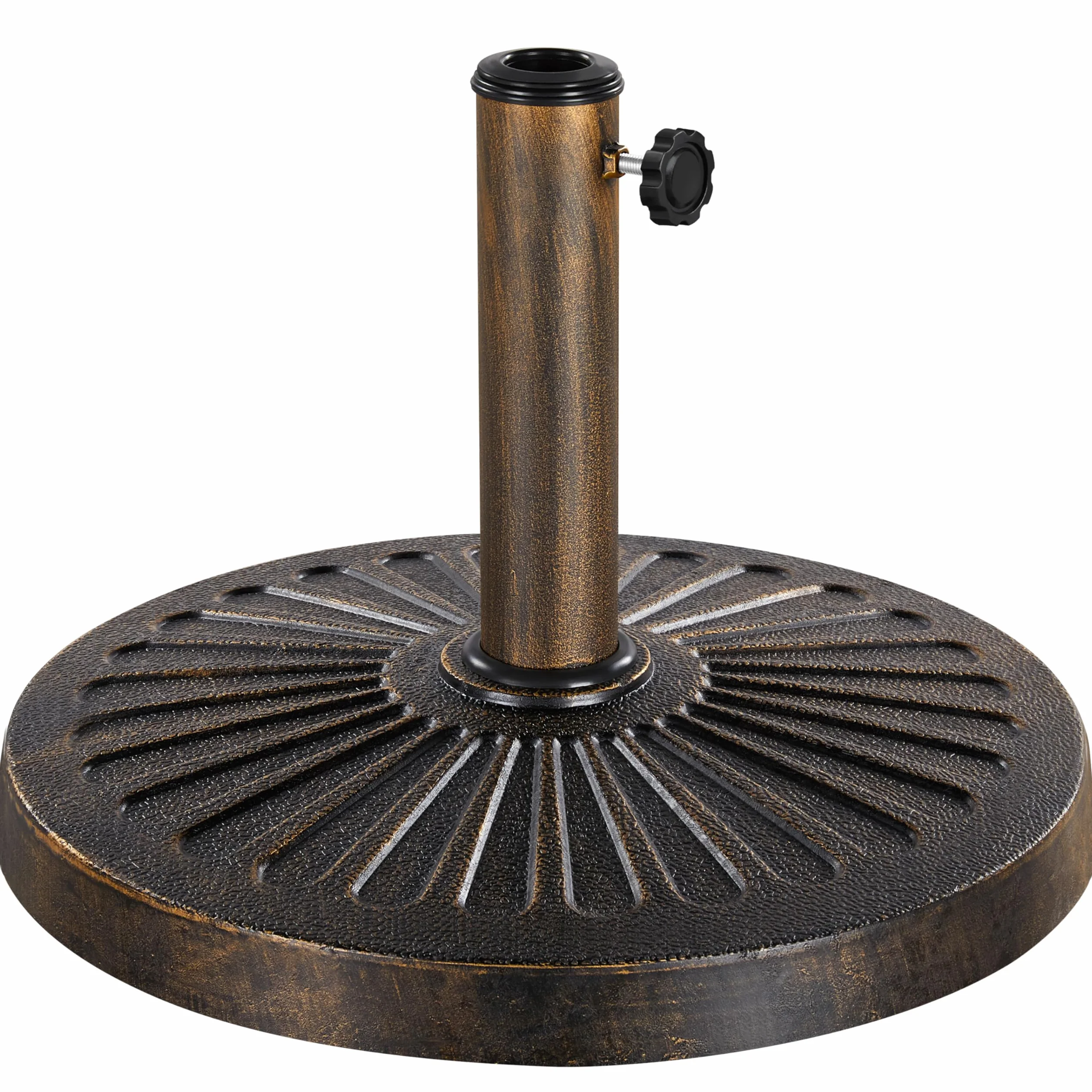 Yaheetech Base per Ombrellone da Giardino in Resina e Metallo Supporto 12 kg per Pali da Ø38mm o Ø48mm con Manopola per Esterno Veranda Terrazza Piscina Spiaggia Patio, Bronzo