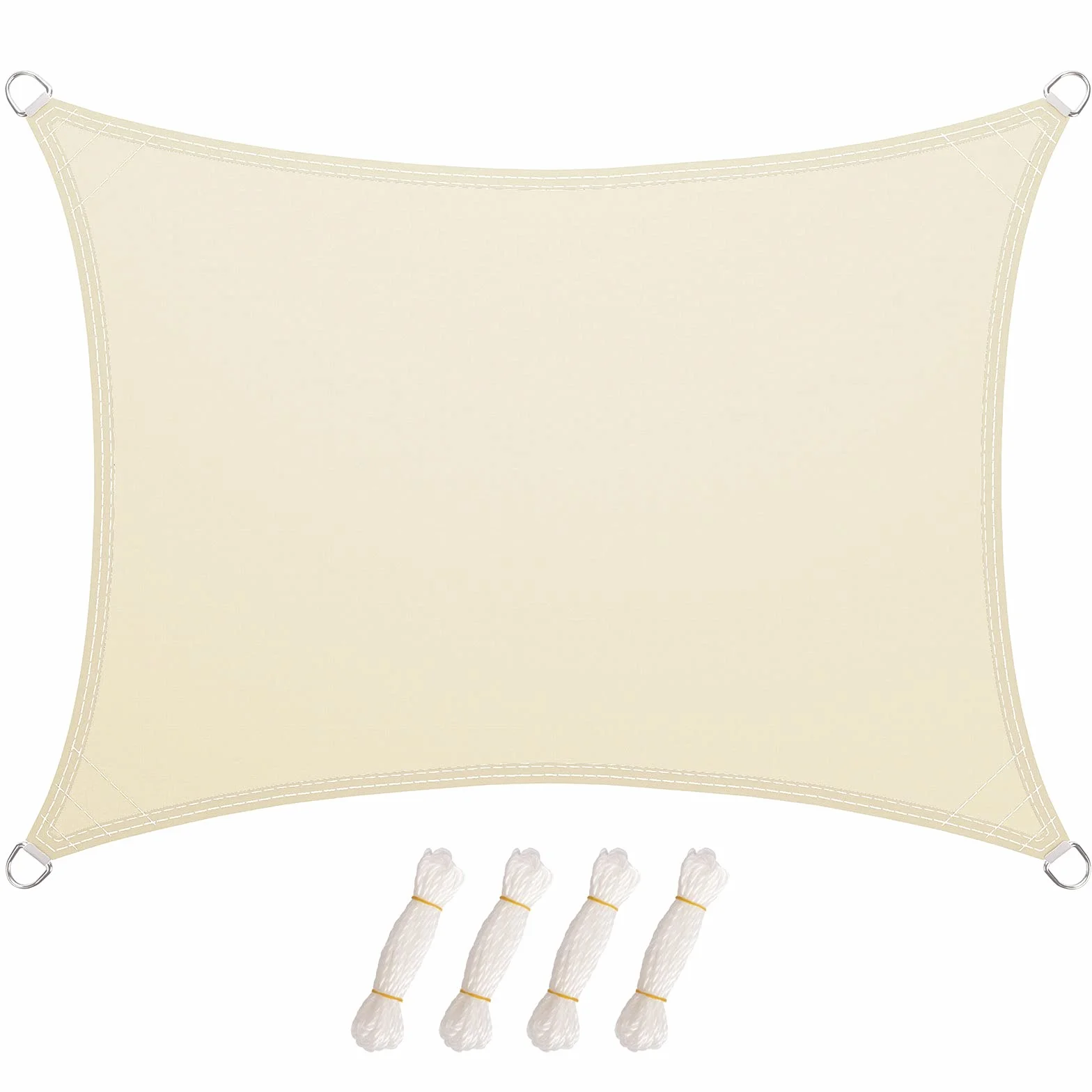 Tenda Parasole LARMNEE PES 3 x 4 m Vela Ombreggiante 93% UV Resistente all'Acqua 1000 mm Beige