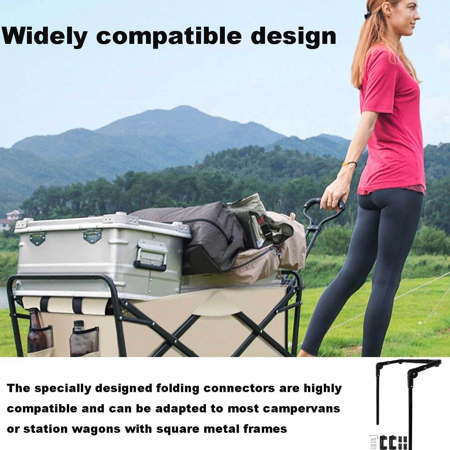 Maniglia per carrello pieghevole industriale, manico quadrato regolabile ergonomico