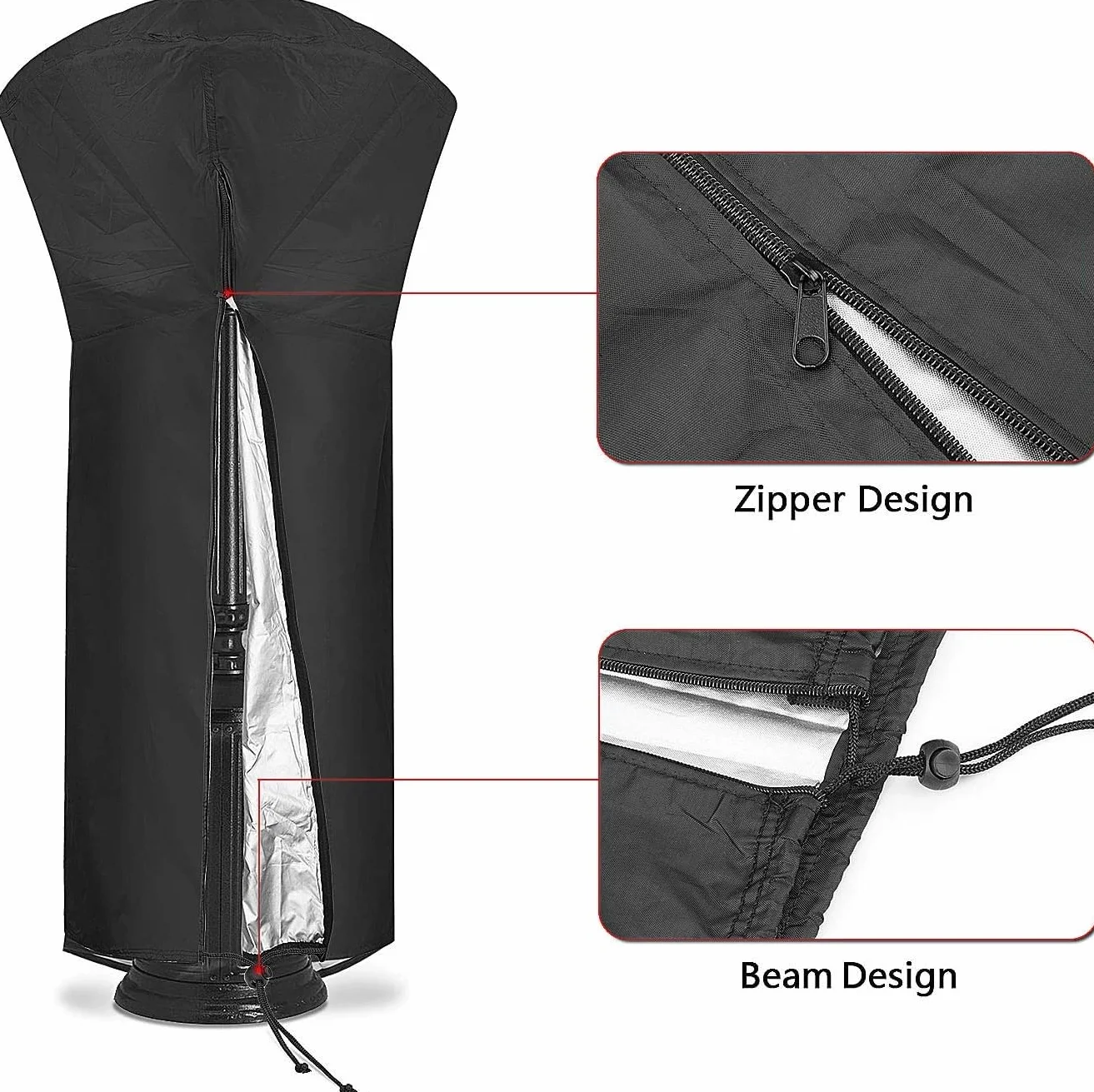 Comius Sharp Patio Heater Cover, Impermeabile Copertura Riscaldatore Patio, Telo Protettivo per Stufa a Fungo da Esterni 226 x 85 x 48 cm