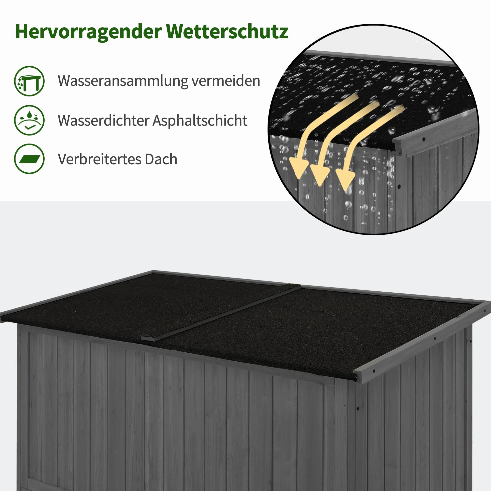 M MCombo armadio da giardino in legno, casetta da giardino piccola resistente alle intemperie, casetta per attrezzi da esterno, per area esterna balcone terrazza, 59×127×168 cm, 0912 (Grigio)