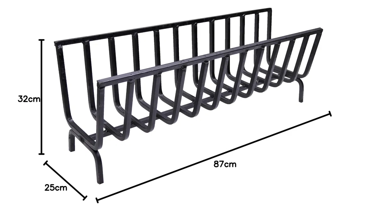 Fonderia Bongiovanni | Brucialegna | porta legna | portalegna da interno | portalegna da esterno | braciere | in ferro per camino e barbecue (cm 87x25x32h)