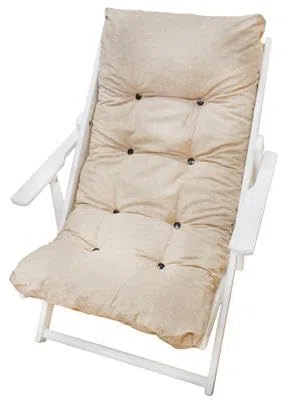 MAURY'S Poltrona Sdraio Relax Comodona w Legno 3 posizioni z Cuscino Imbottito Classic Ecrù