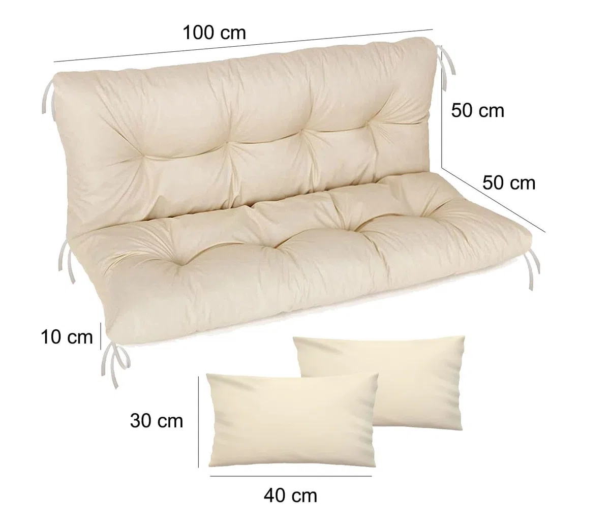 Ferocity Cuscino per panca da giardino, impermeabile, 100x50x50 cm, per mobili da giardino, per pallet, per esterni e patio, con schienale, Beige [133]
