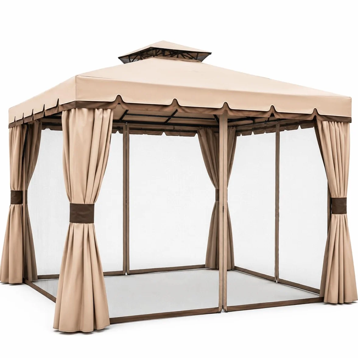 Bakaji Gazebo da Giardino in Alluminio 3x3 MT Antipioggia Anti-UV 400 gr/mq con Zanzariere