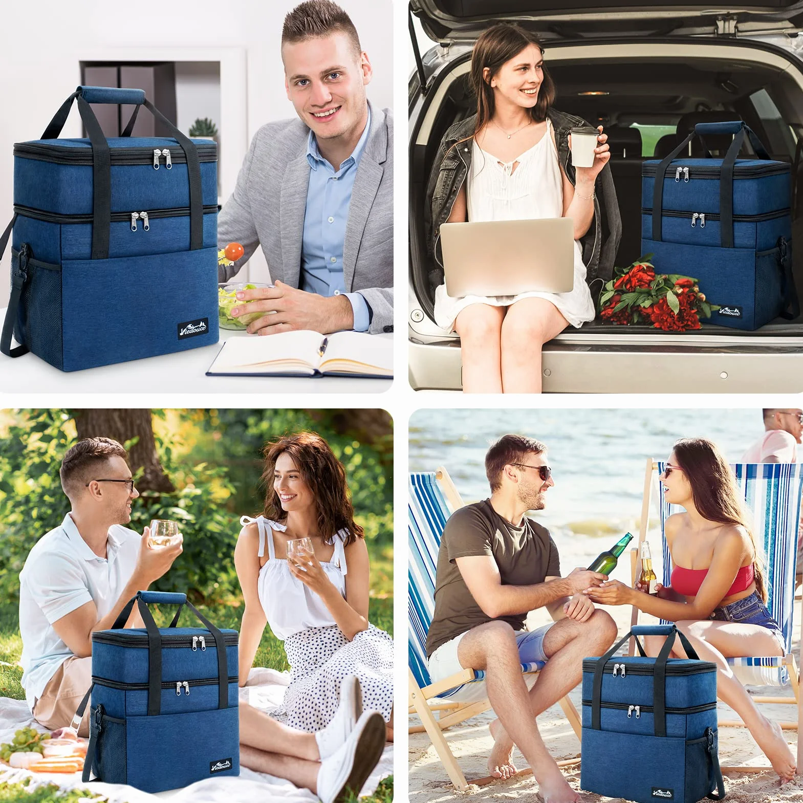 Borsa Termica Pranzo 30L Espandibile Isotermica Impermeabile con Tracolla e Apri Birra per Esterni Campeggio Viaggi