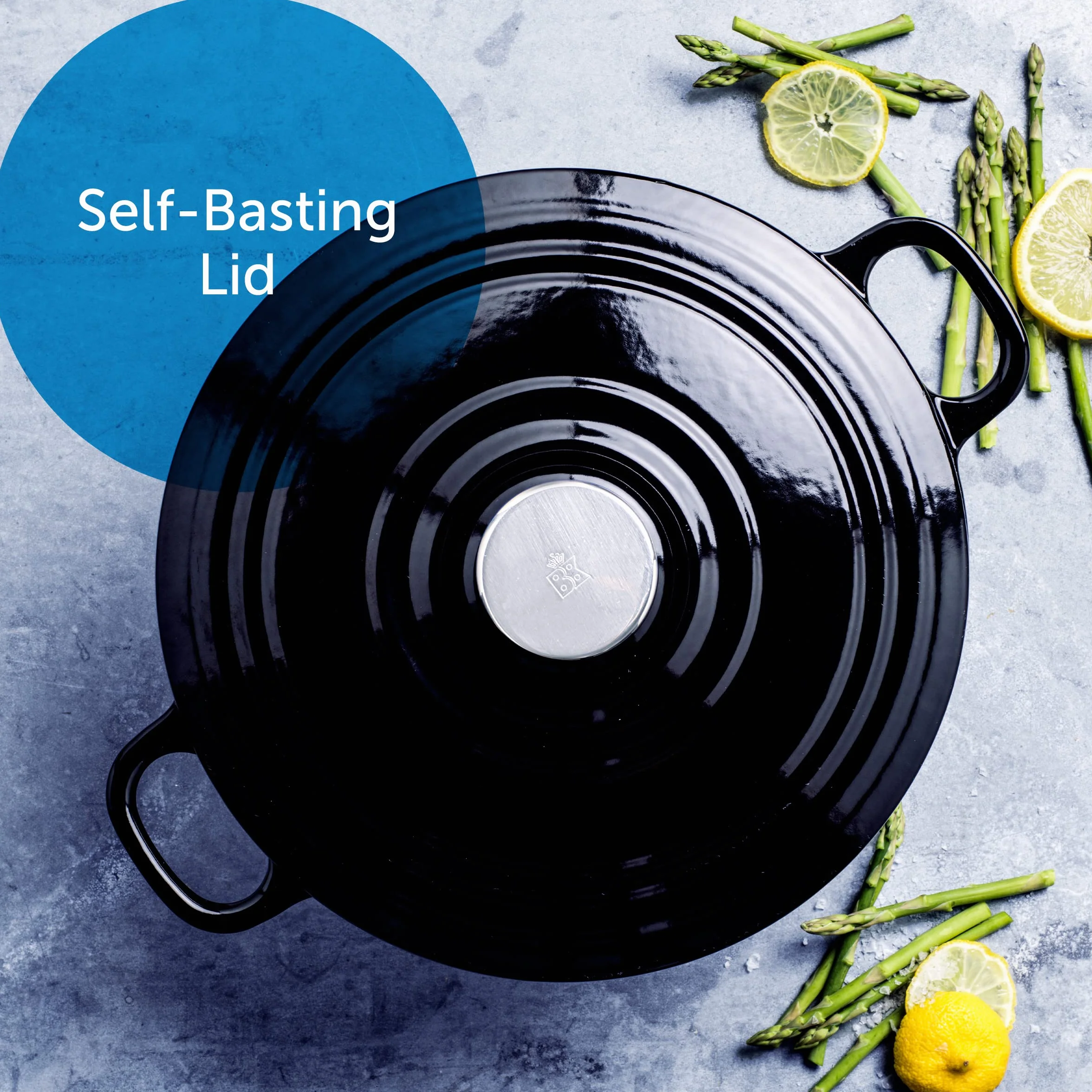 BK Cookware Ghisa Smaltata Tedesca, 24 cm/4,2 litri Casseruola avec Couvercle, Forno Olandese, Fornello a Induzione, Lavabile in lavastoviglie, Forno fino a 220°C, Nero