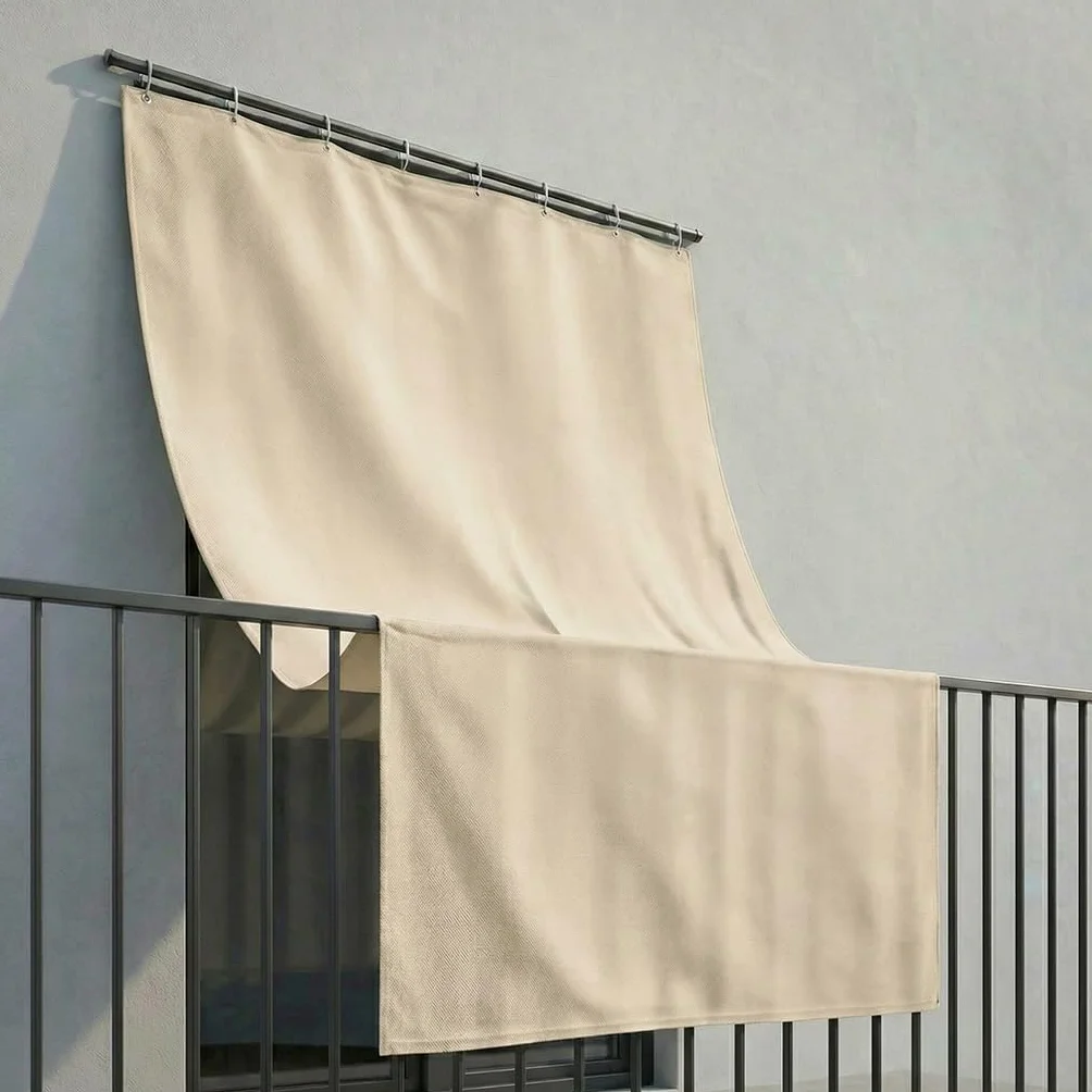 INTRECCI Tenda da Sole per Esterno, Tenda da Sole per Balconi, Impermeabile, a Caduta, 200x350 cm con Occhielli Laterali, Telo Ombreggiante, Riduce Luce e Calore, Migliora la Privacy, Colore Panna