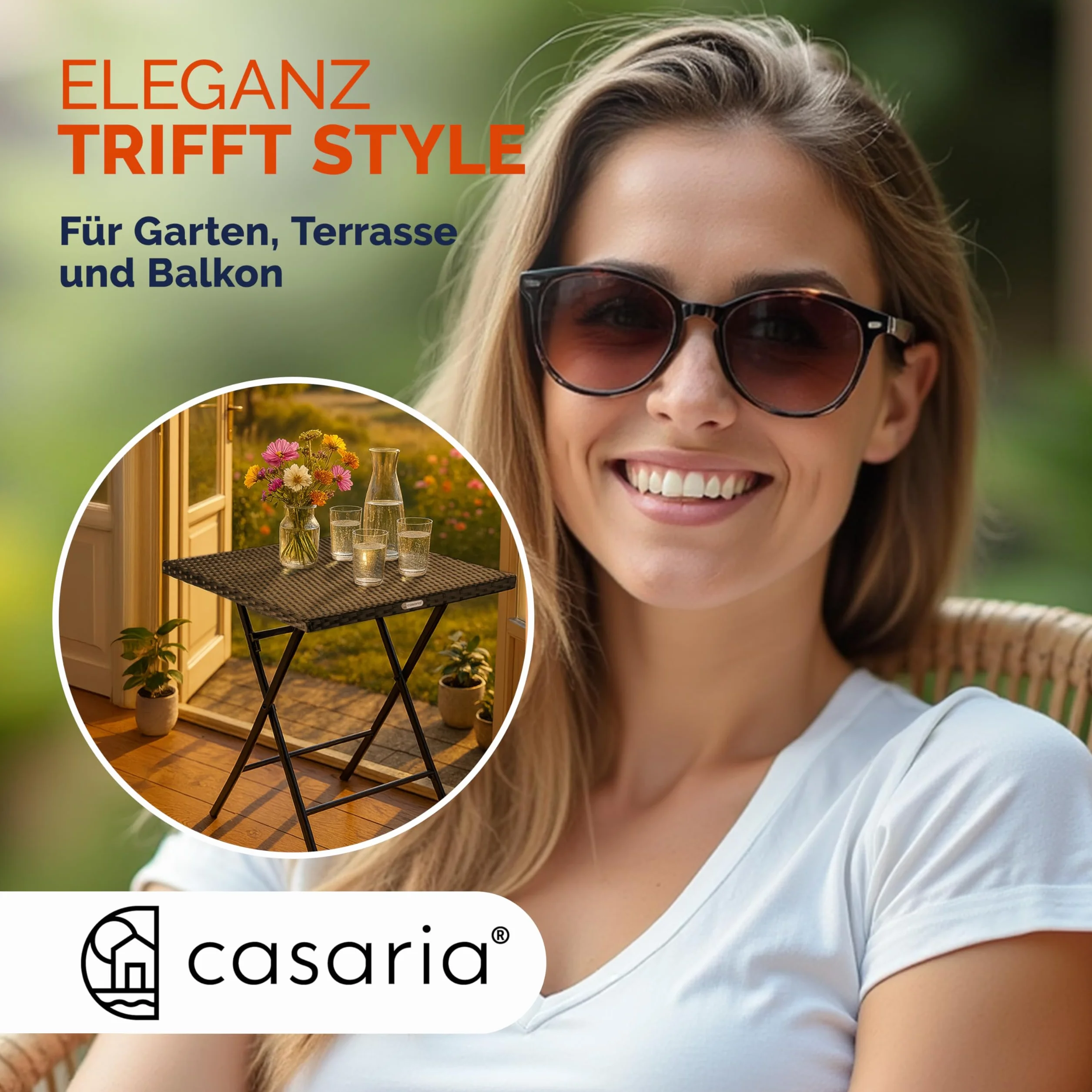 Casaria Tavolo Pieghevole Polyrattan 65x65cm 60kg Giardino Esterno