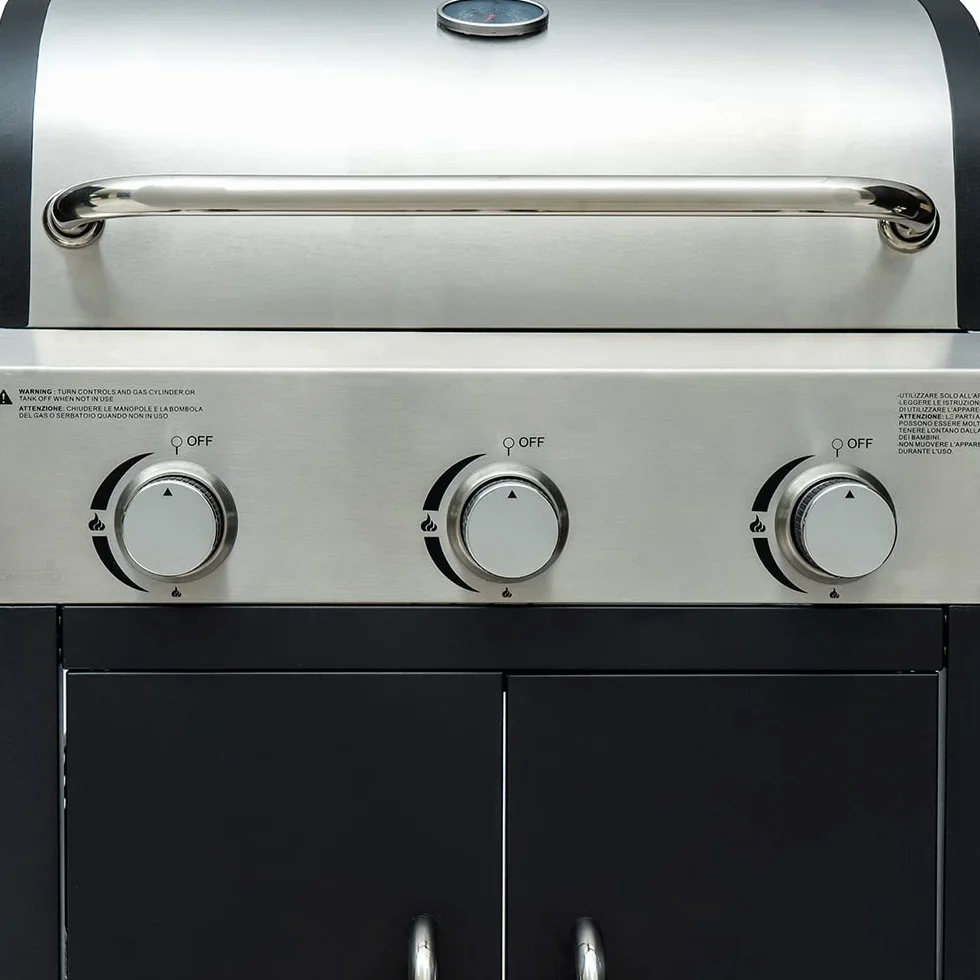 Arsard Barbecue a Gas Professionale XXL 4 Fuochi 13 KW Griglia In Ghisa Acciaio Inox