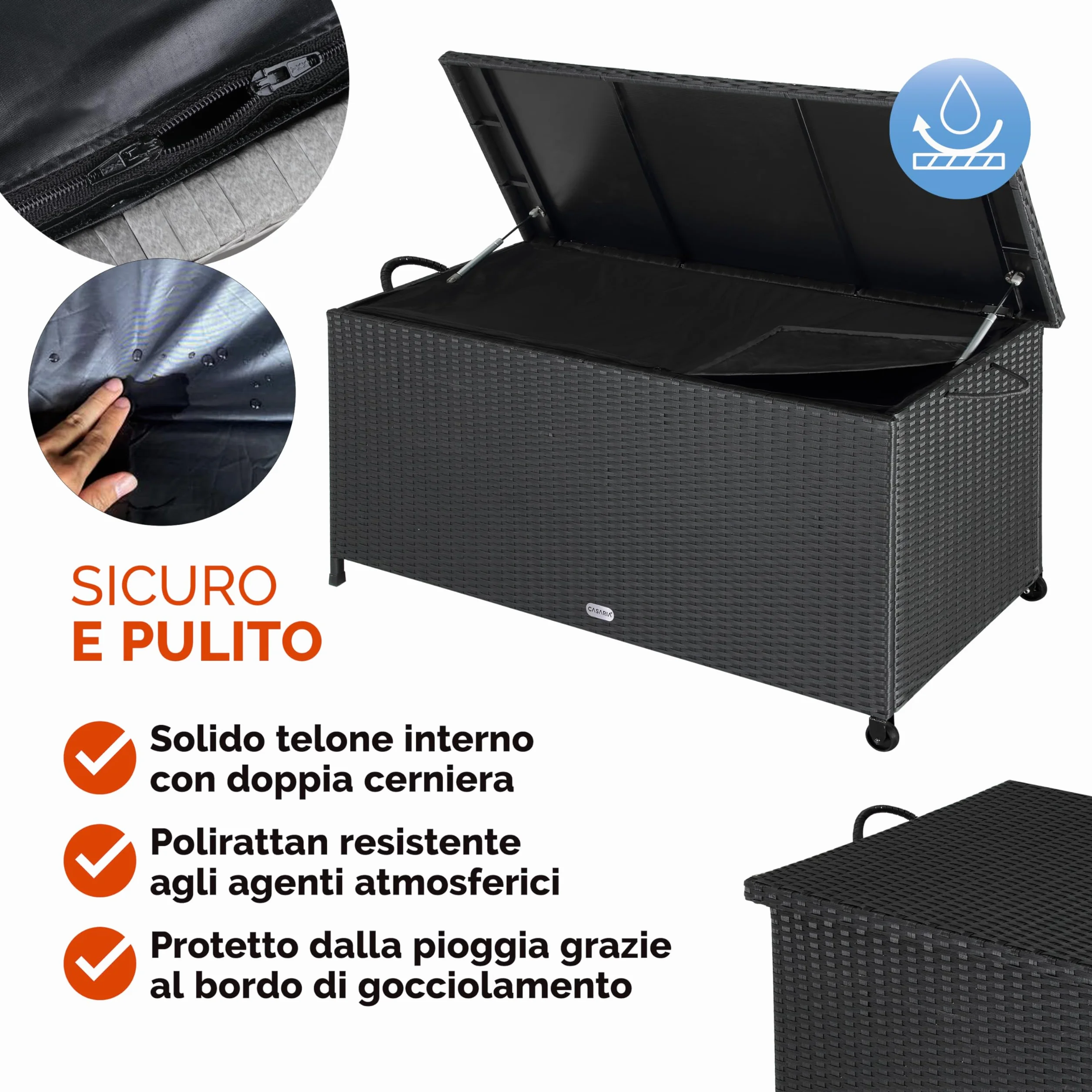 Casaria Baule da Esterno XXL 117x53x60cm 270L Impermeabile Resistente Contenitore Giardino