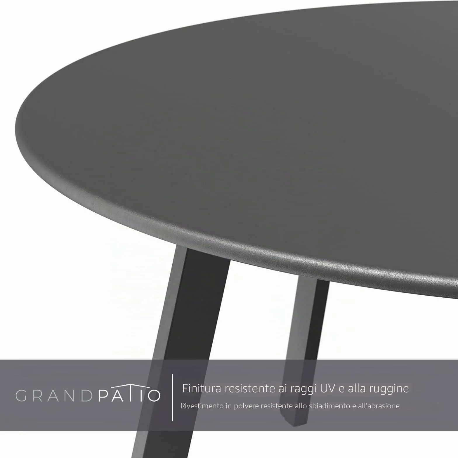 Tavolino rotondo da esterni Grand patio 70x70 cm nero leggero