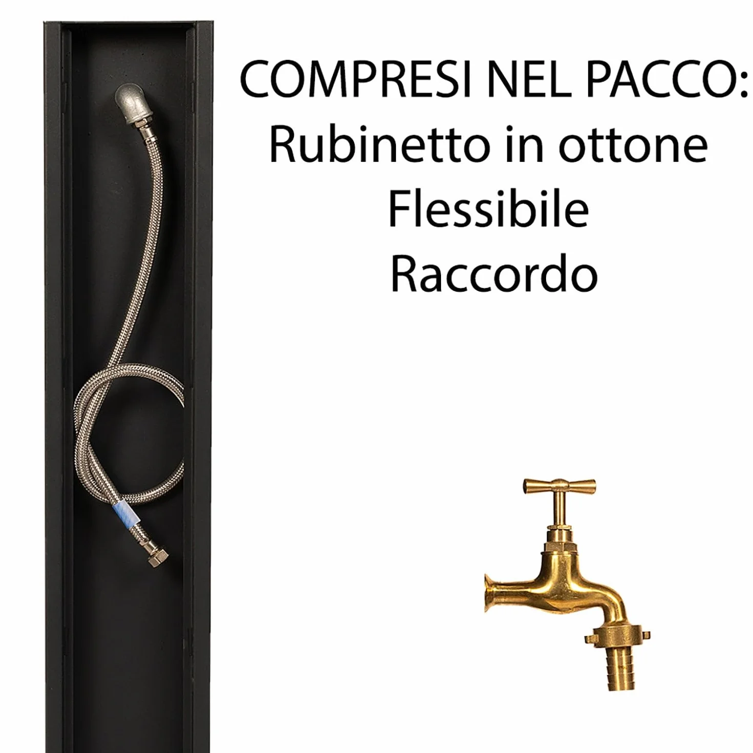 Fontana da Giardino Design a Colonna Ovale Rubinetto in Ottone Senza Base Corten