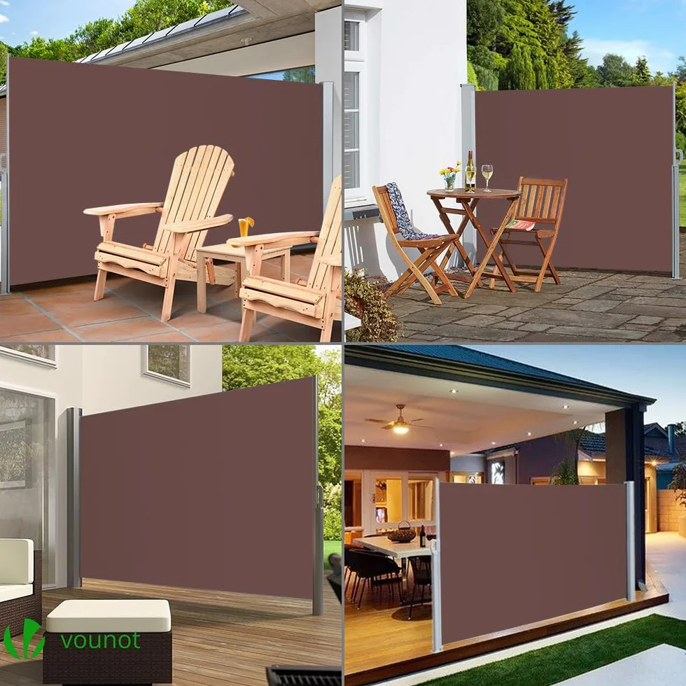 Tenda Paravento Laterale Riavvolgibile Antivento Protezione Privacy 180 x 300 cm Marrone Scuro