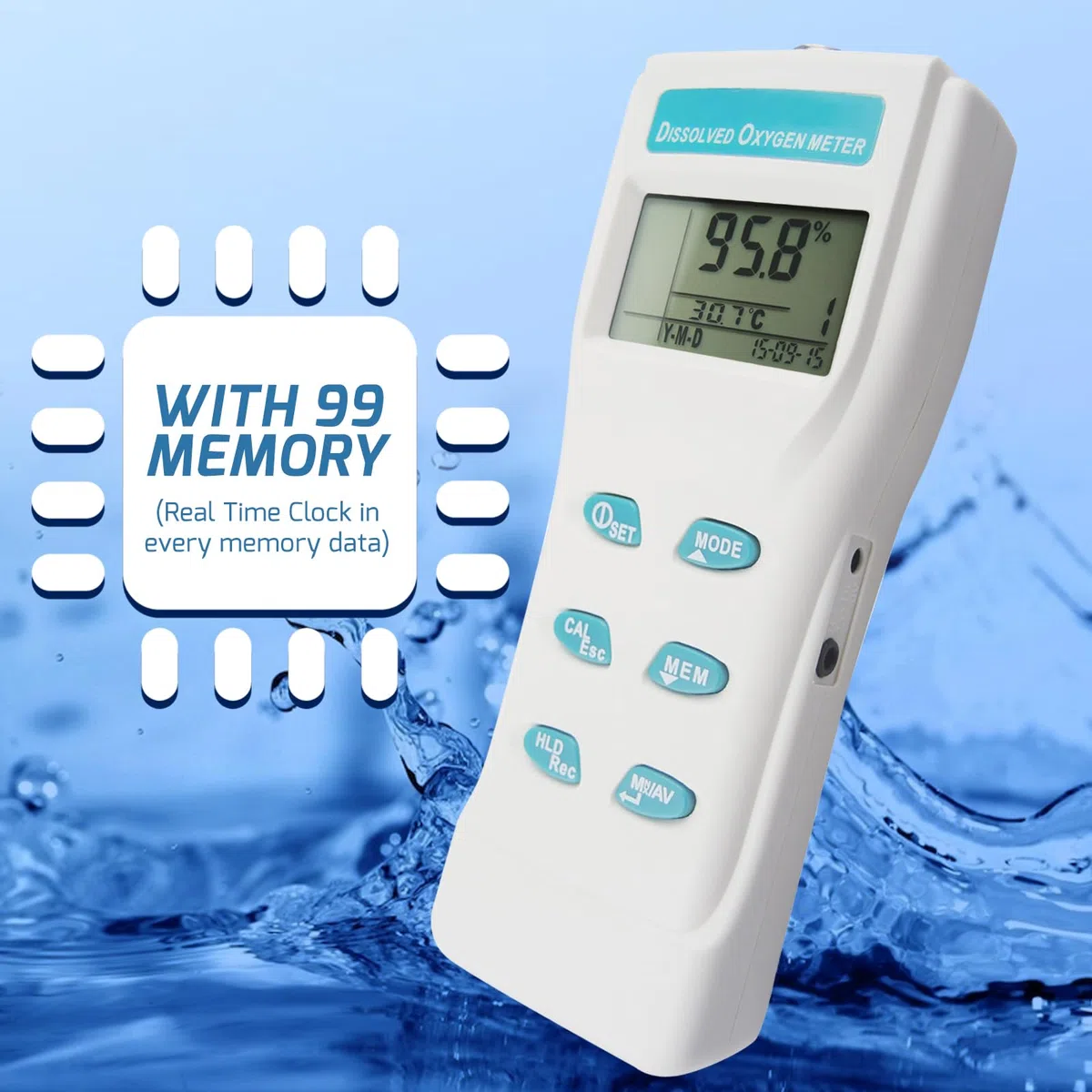 GAIN EXPRESS Professionale Digitale Grande LCD Disciolto Ossigeno DO Meter Tester di Qualità Dell'acqua con ATC 99 Funzione di Memoria