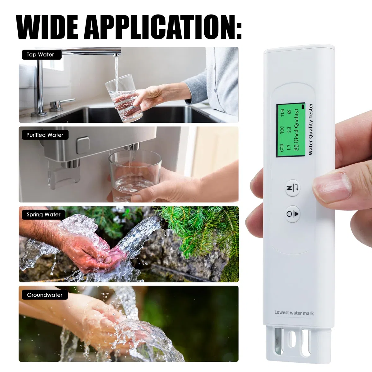 Testatore Acqua Potabile Portatile 6-in-1 Misuratore Digitale TOC COD EC UV275 Temp TDS