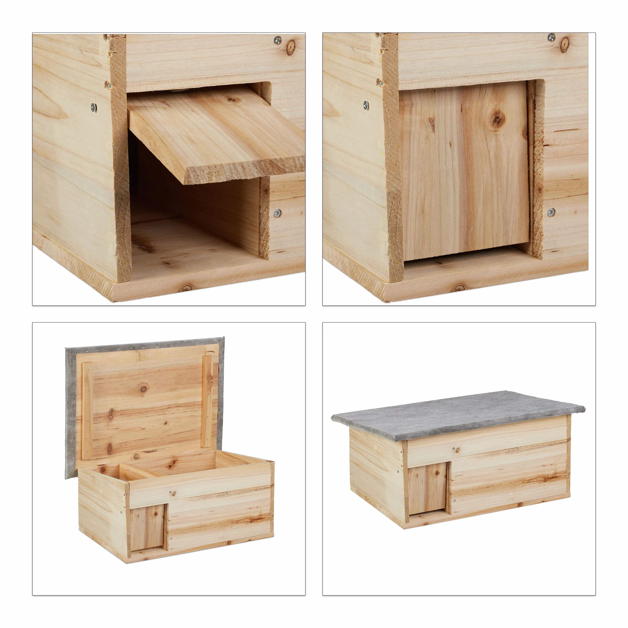 Relaxdays Casetta per Ricci, Resistente alle Intemperie, Riparo dai Predatori, Rifugio per Roditori, 21x46x34 cm, Legno