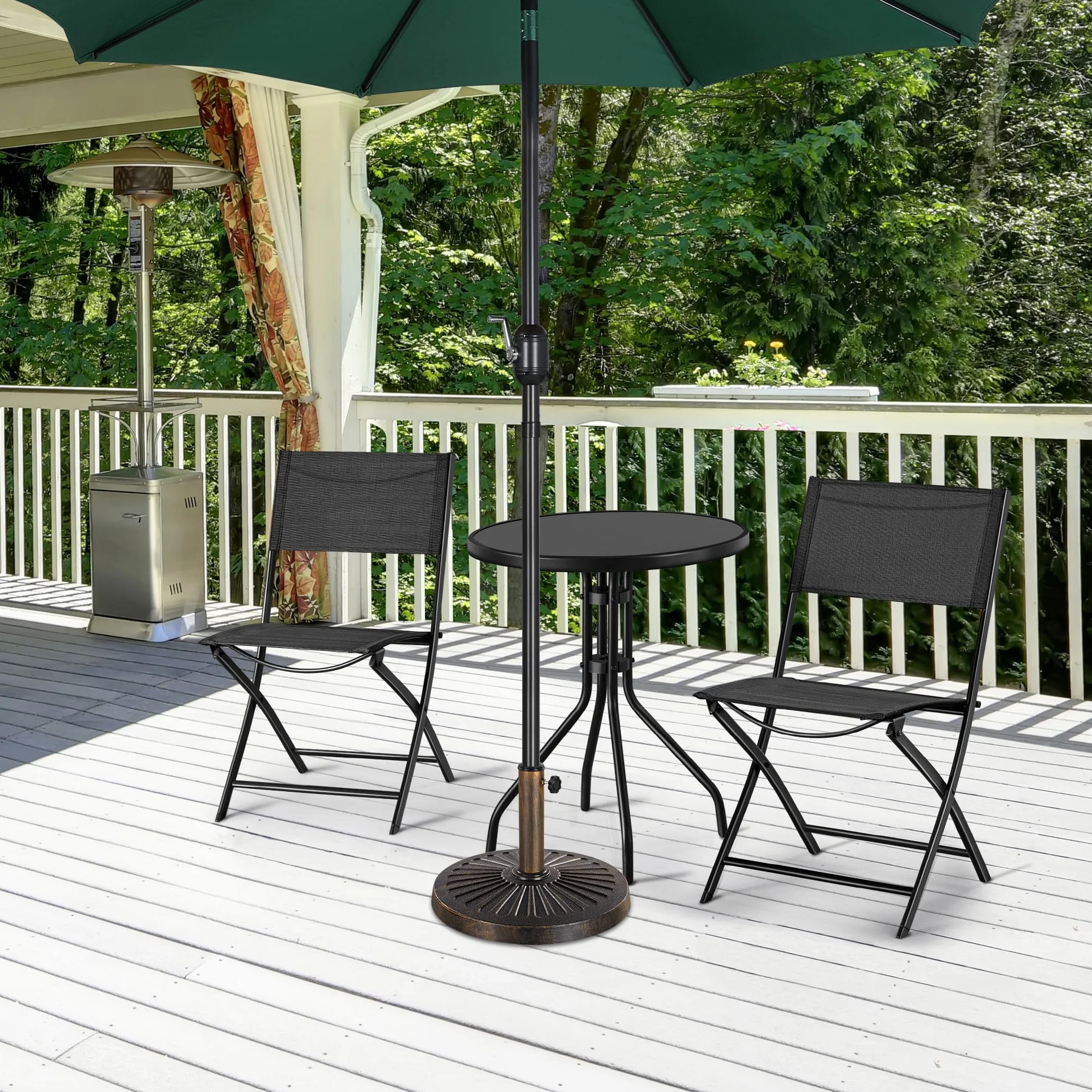 Yaheetech Base per Ombrellone da Giardino in Resina e Metallo Supporto 12 kg per Pali da Ø38mm o Ø48mm con Manopola per Esterno Veranda Terrazza Piscina Spiaggia Patio, Bronzo