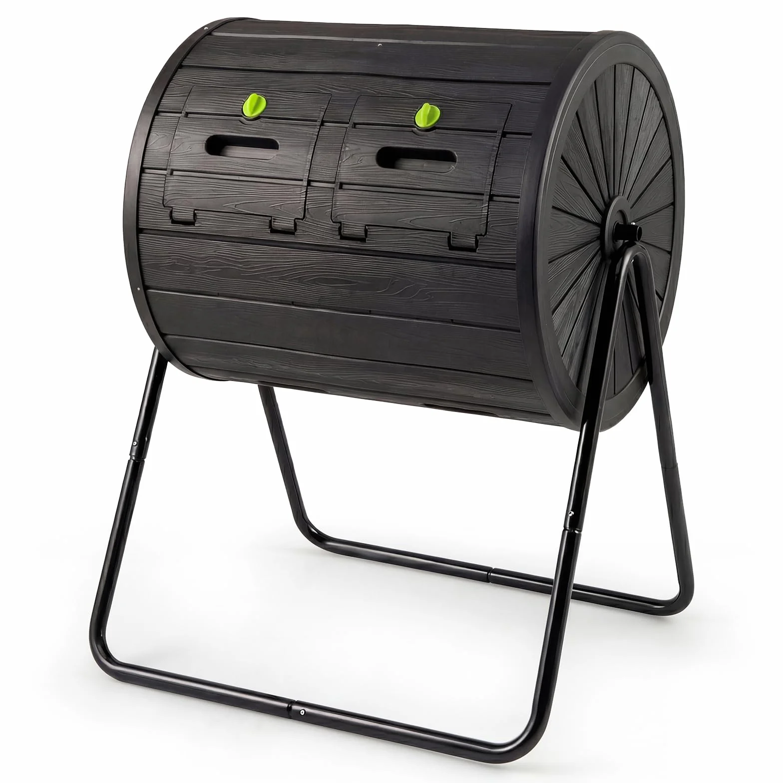COSTWAY Compostiera da Giardino 142 L Doppia Camera Rotazione 360° Nero