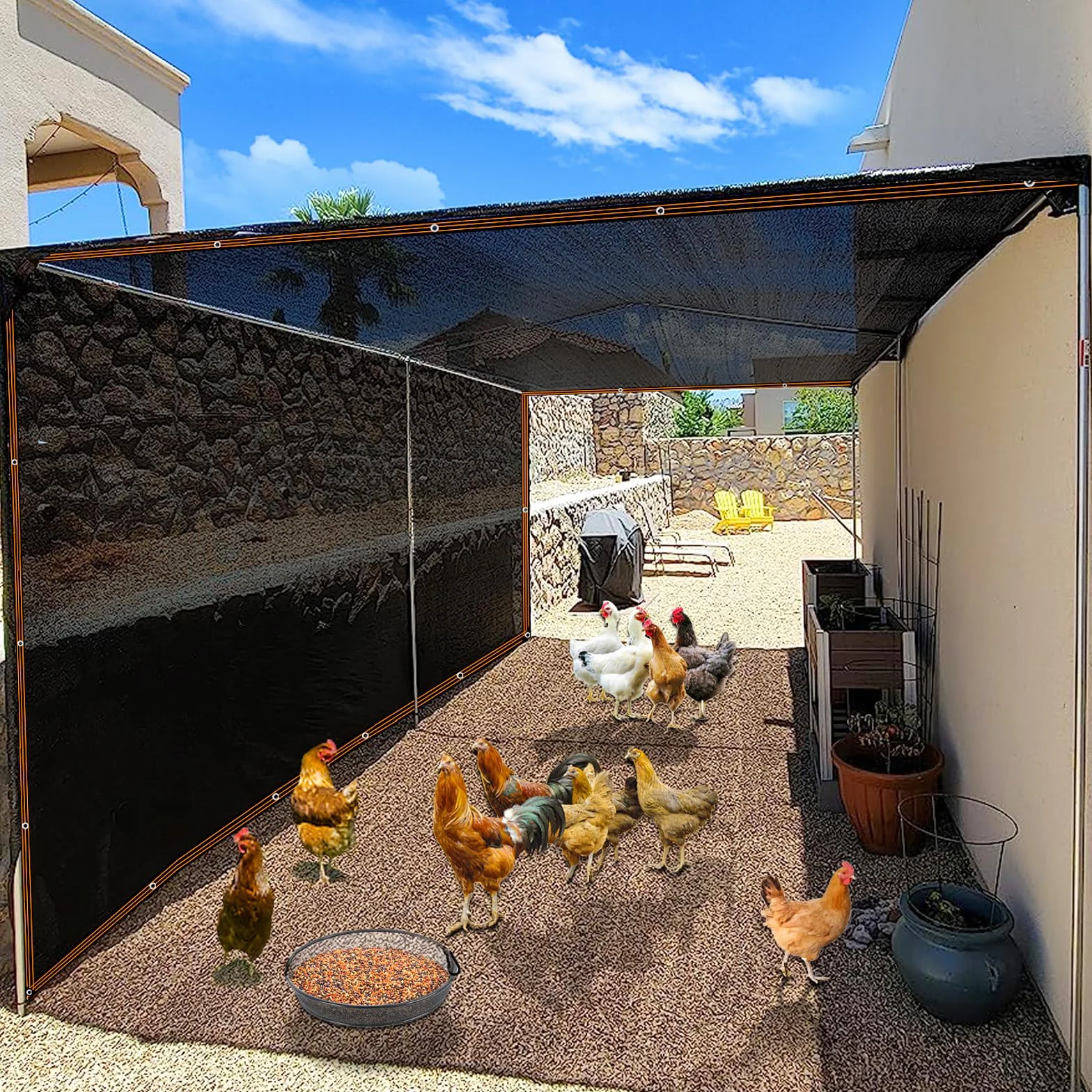 QLOFEI Rete Ombreggiante con Occhielli 50% Anti UV Telo Ombreggiante Occhiellato 3x5m