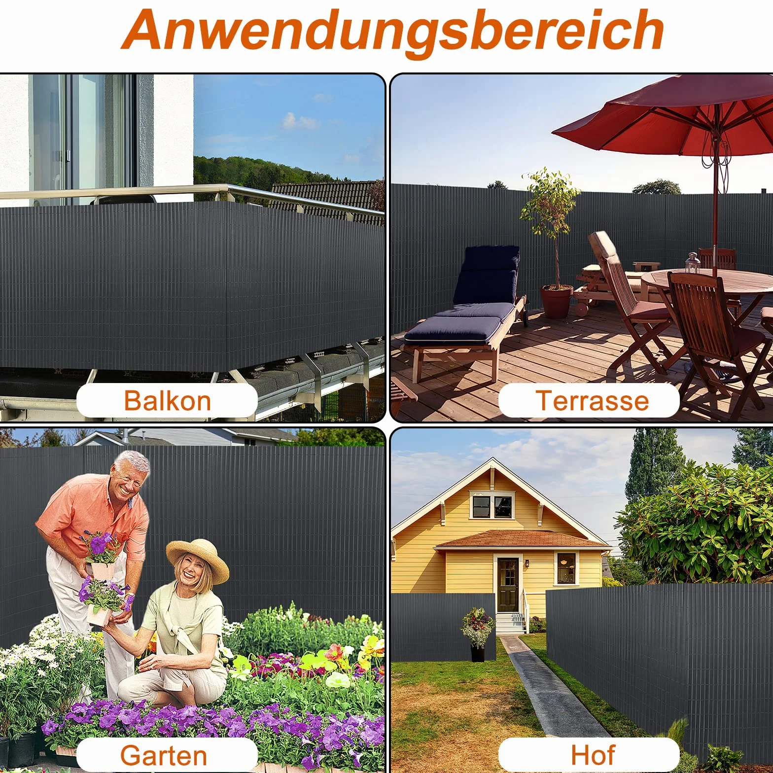 YUENFONG Paravento PVC 160x1000 cm Antracite per Balcone Giardino Terrazza