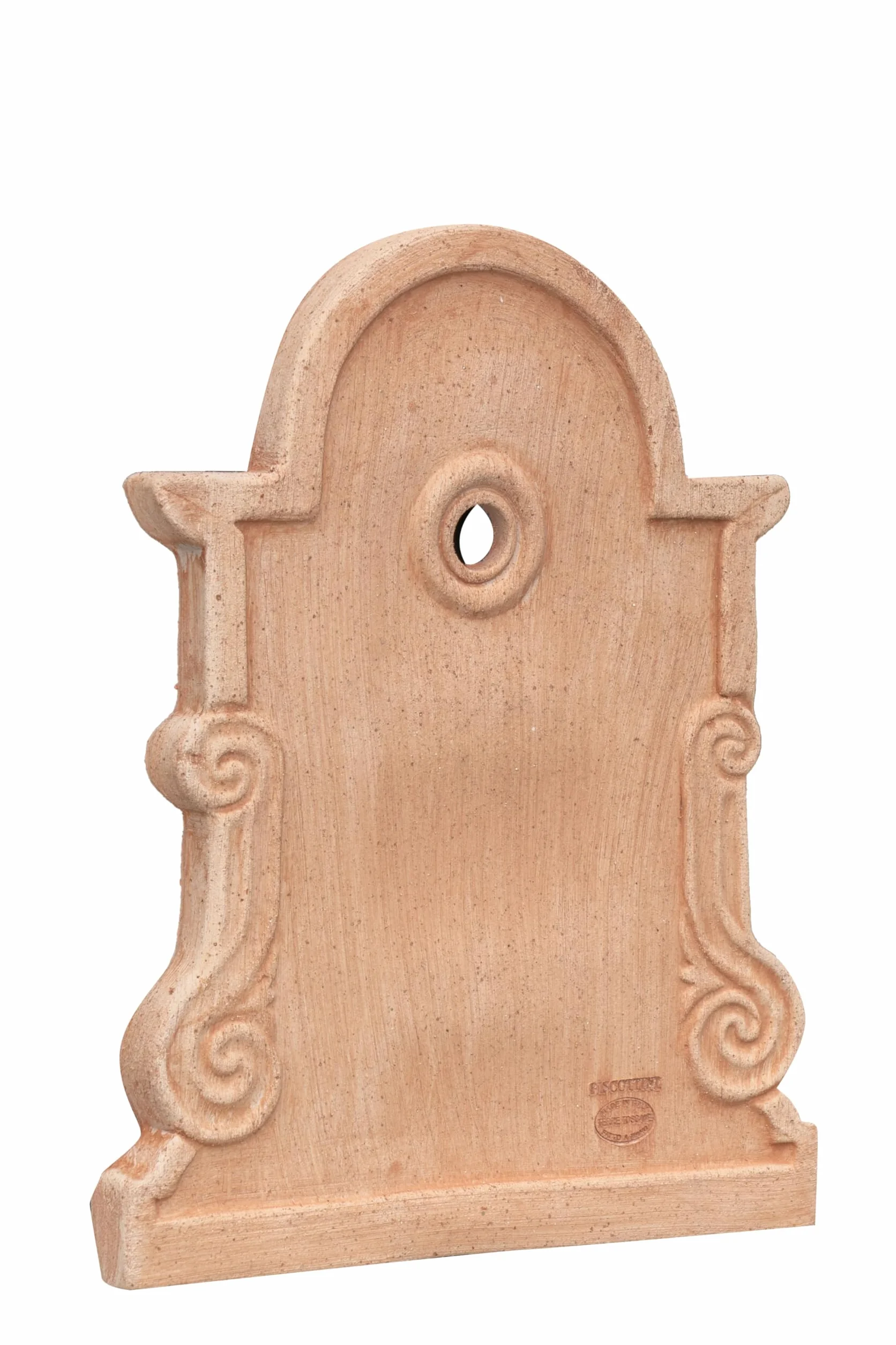 Biscottini Frontone per Fontana da Giardino Esterno L37xPR3xH47 - Frontone per Fontana da Giardino - Arredo Giardino in Terracotta Toscana - Giardino Arredo Esterno Made in Italy