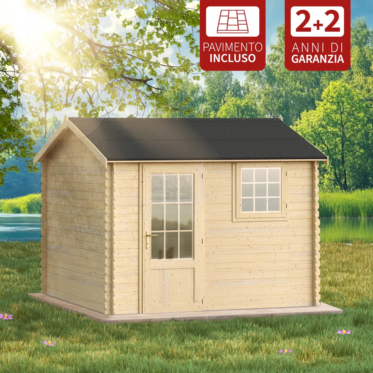 Casetta da giardino in legno per esterno 6 mq 3x2 metri 20mm MADE IN ITALY mod. FORMENTERA casetta in legno, rimessa attrezzi, deposito, box per esterni, con pavimento incluso