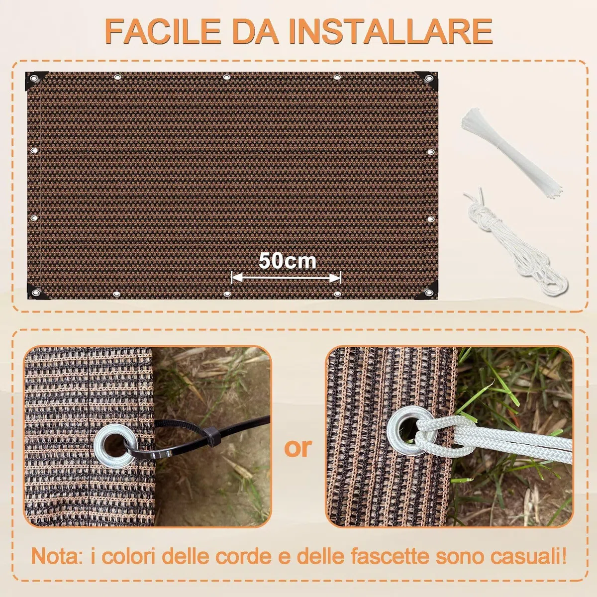 Copertura Balcone Antistrappo 100x950cm Marrone, Protezione Solare per Ringhiera e Cancello Esterno