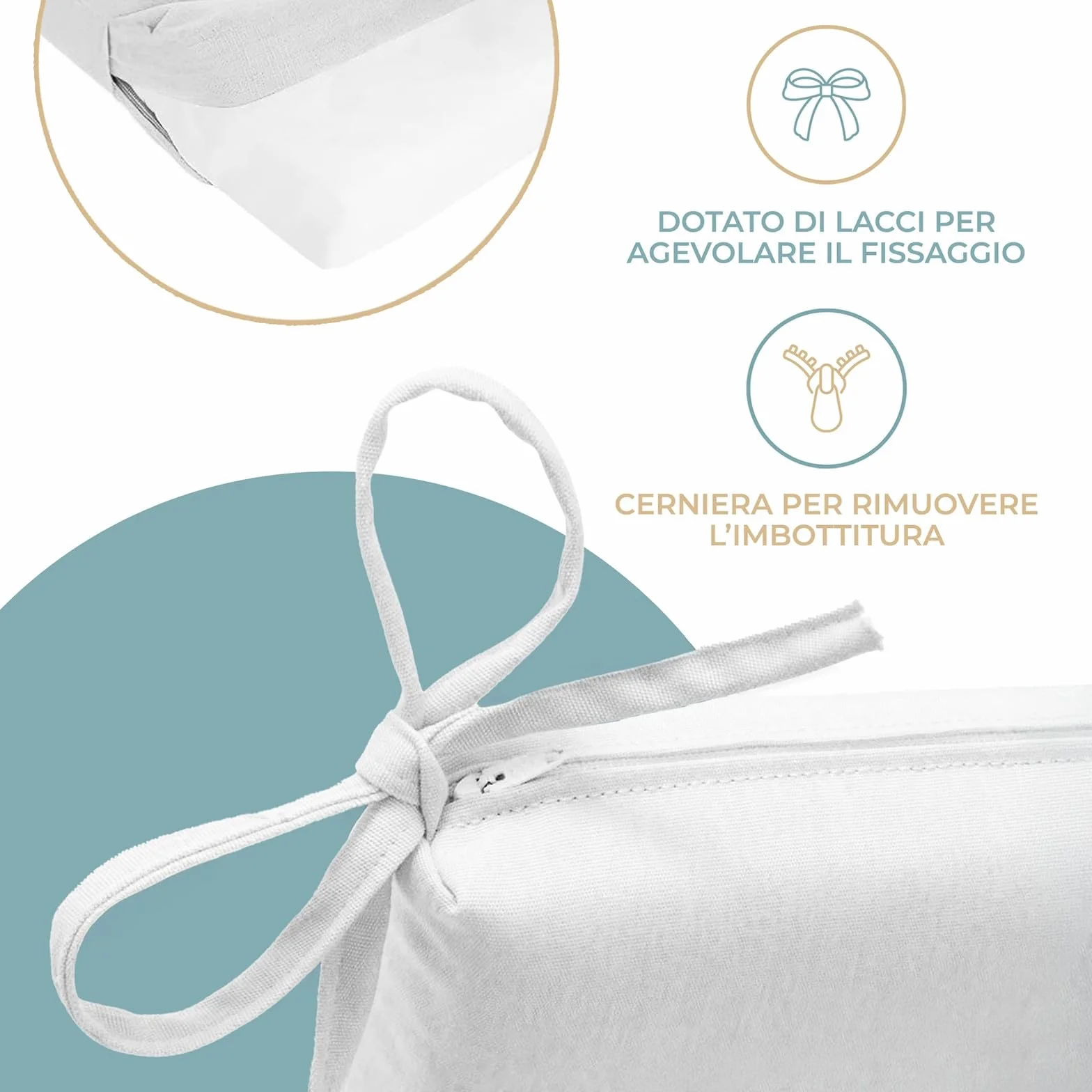 PARAMAISON Cuscino Dondolo 3 Posti Cook, Sfoderabile, Antigraffio, con Laccetti, Interni od Esterni, Imbottitura 5 cm, Universale | Grigio 135x55 cm