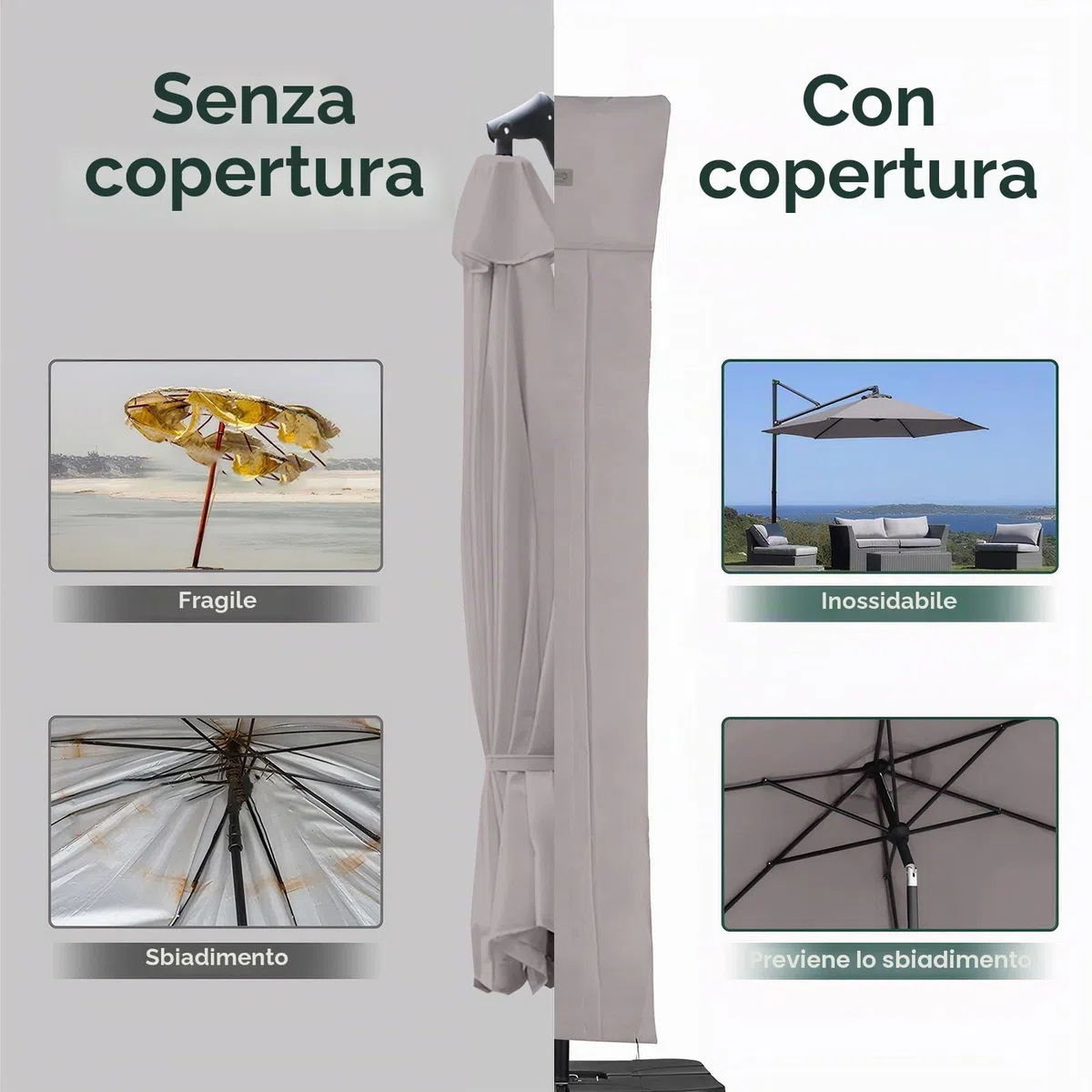 Sekey Ombrellone Copertura Grigio chiaro