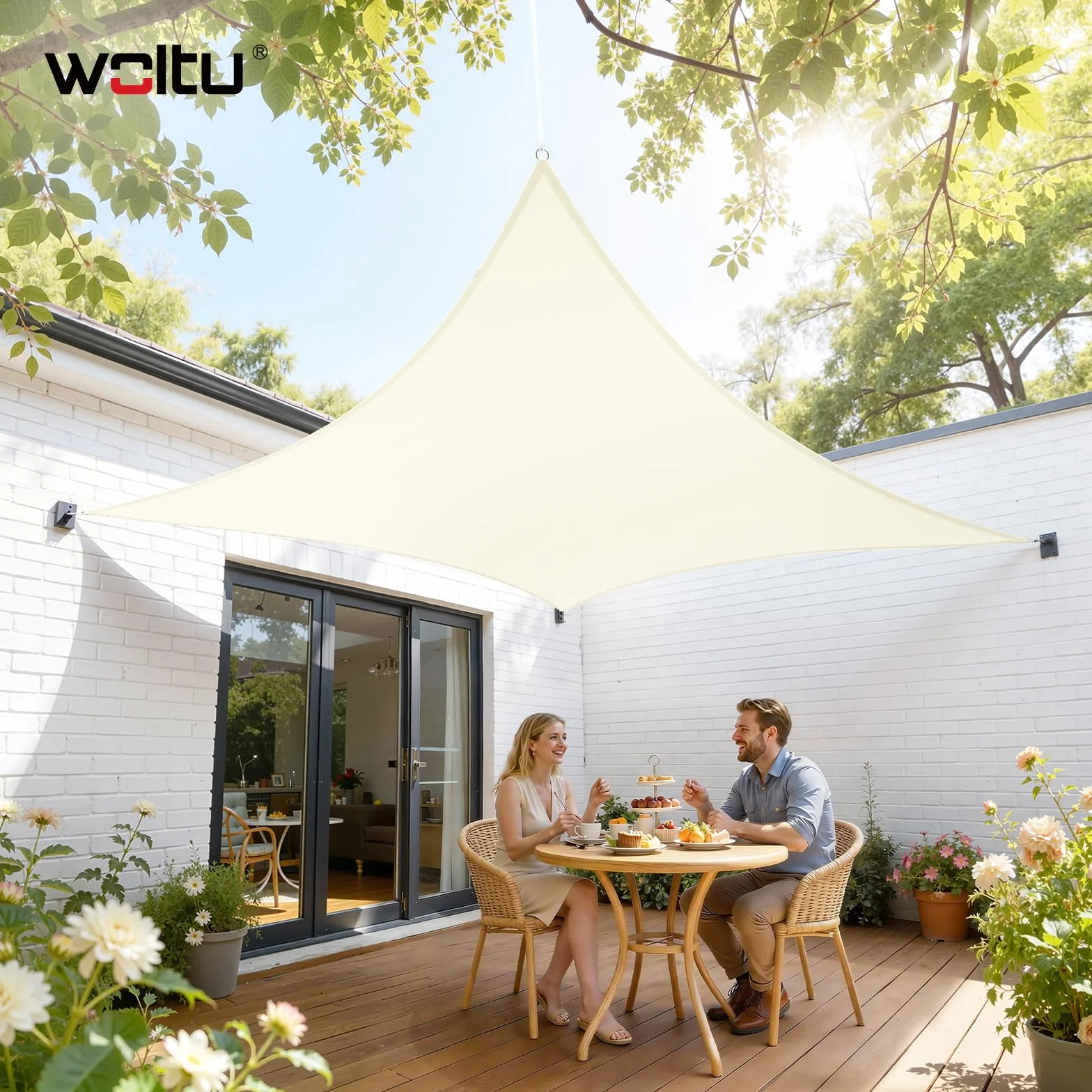 WOLTU Vela ombreggiante 5x7m PES 160 g/m² Impermeabile Rettangolare Protezione Solare Anti UV Giardino
