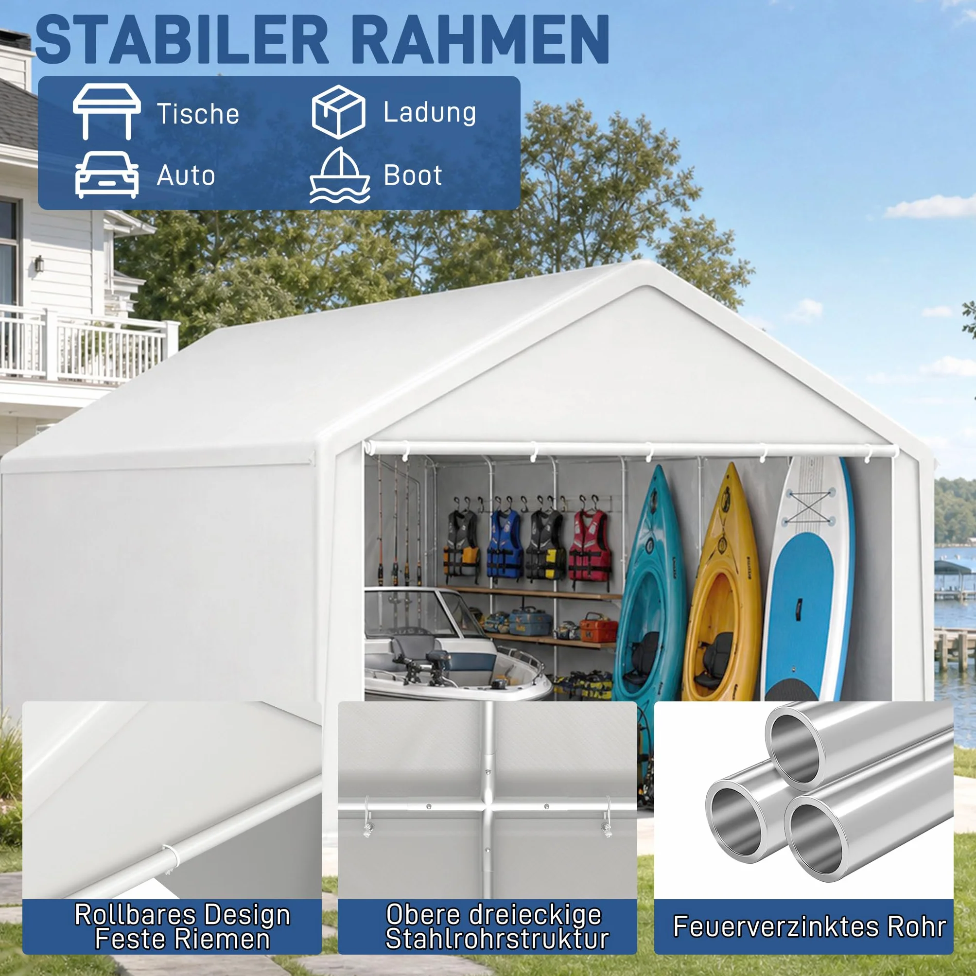 Tenda da magazzino ACXIN 3x4 m impermeabile telo in acciaio e PE per giardino attrezzi auto