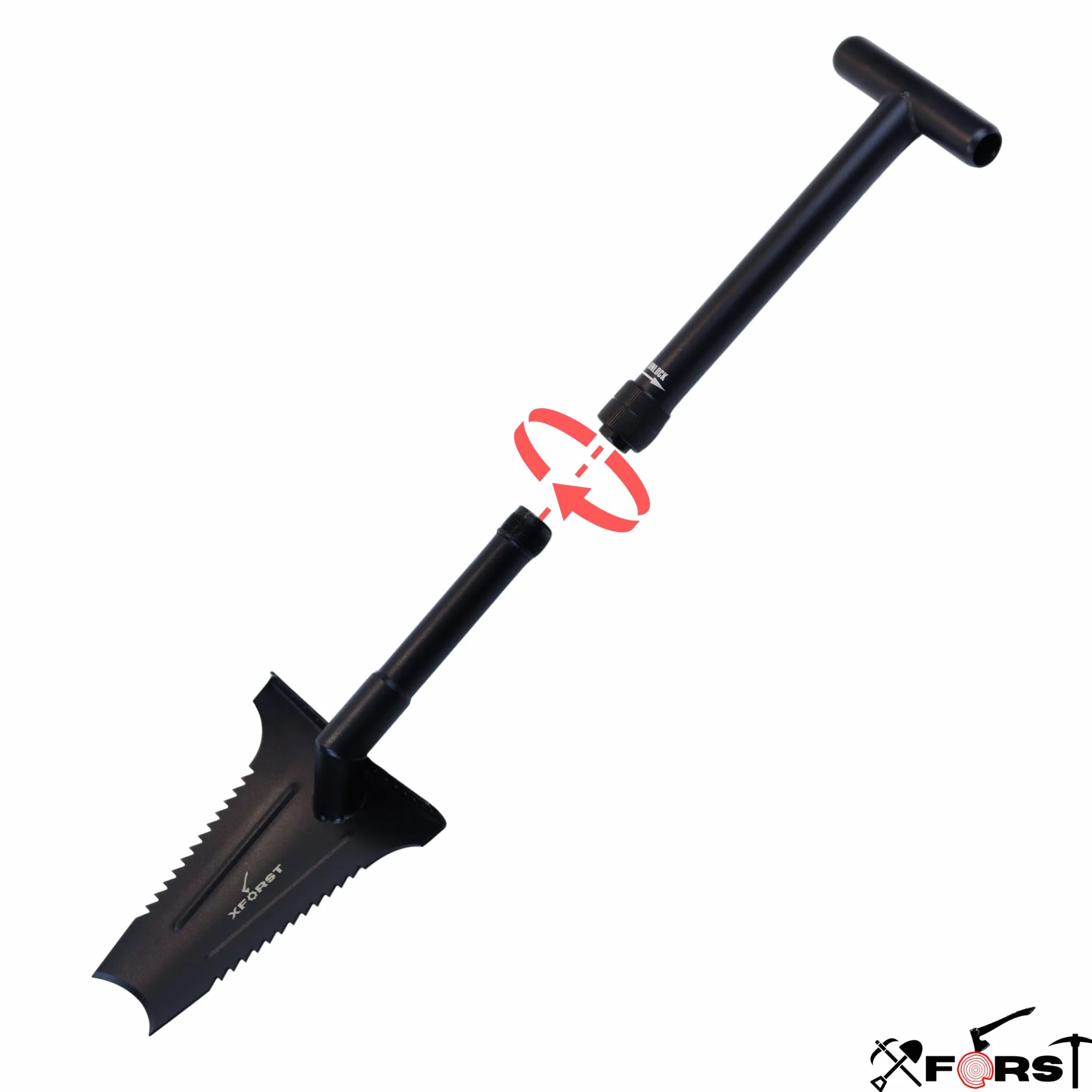forst X-SZ2 - Pala robusta, ideale per giardinaggio e prospezione. 72 cm, 1,66 kg, lama trapezoidale affilata con denti laterali per giardinaggio, rimozione radici