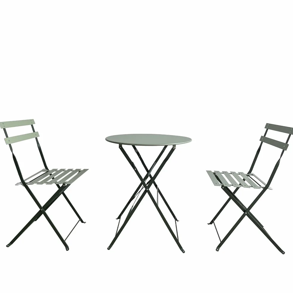 Shally Dogan Set 3 Pezzi Giardino Pieghevole Modello Parigi Tavolo 2 Sedie Acciaio Bistrat Balcone Patio