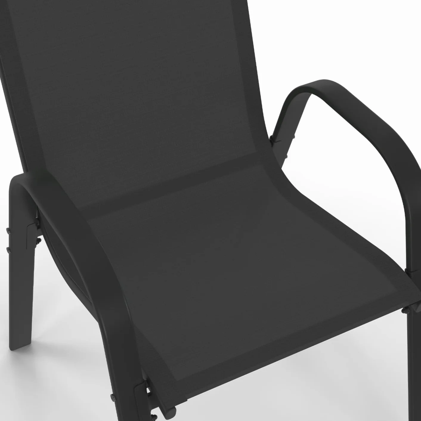 Set di 6 sedie impilabili LYMA in metallo e textilene nero