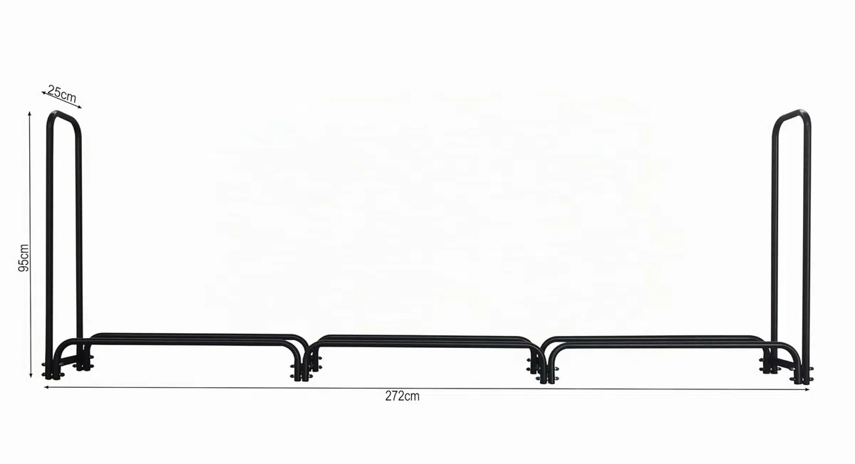Scaffale in metallo per legna da ardere 272 x 25 x 95 cm con custodia protettiva 1,0 m³