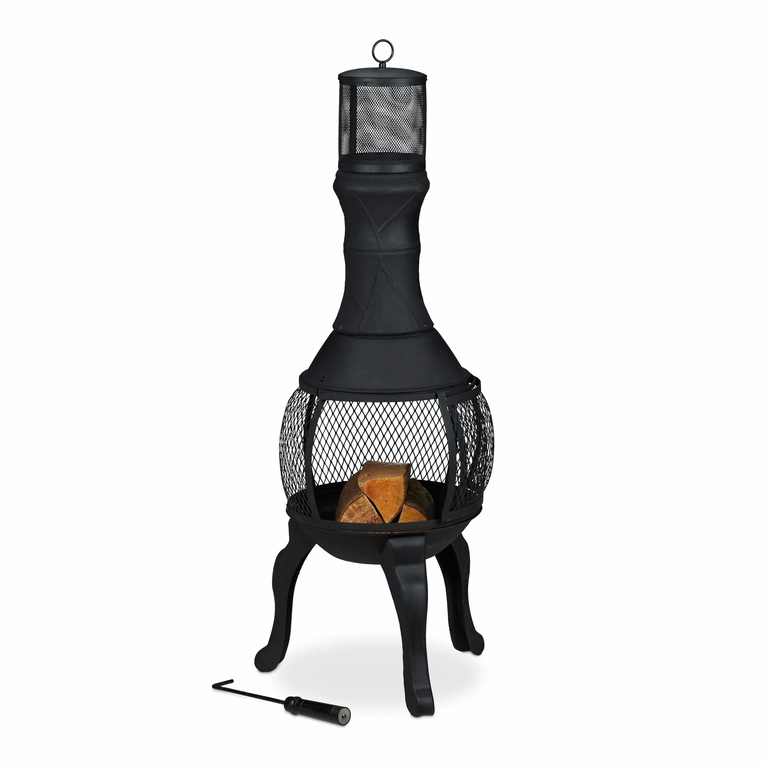 Relaxdays Stufa a Legna in Ghisa HxD 113x38 cm Nero
